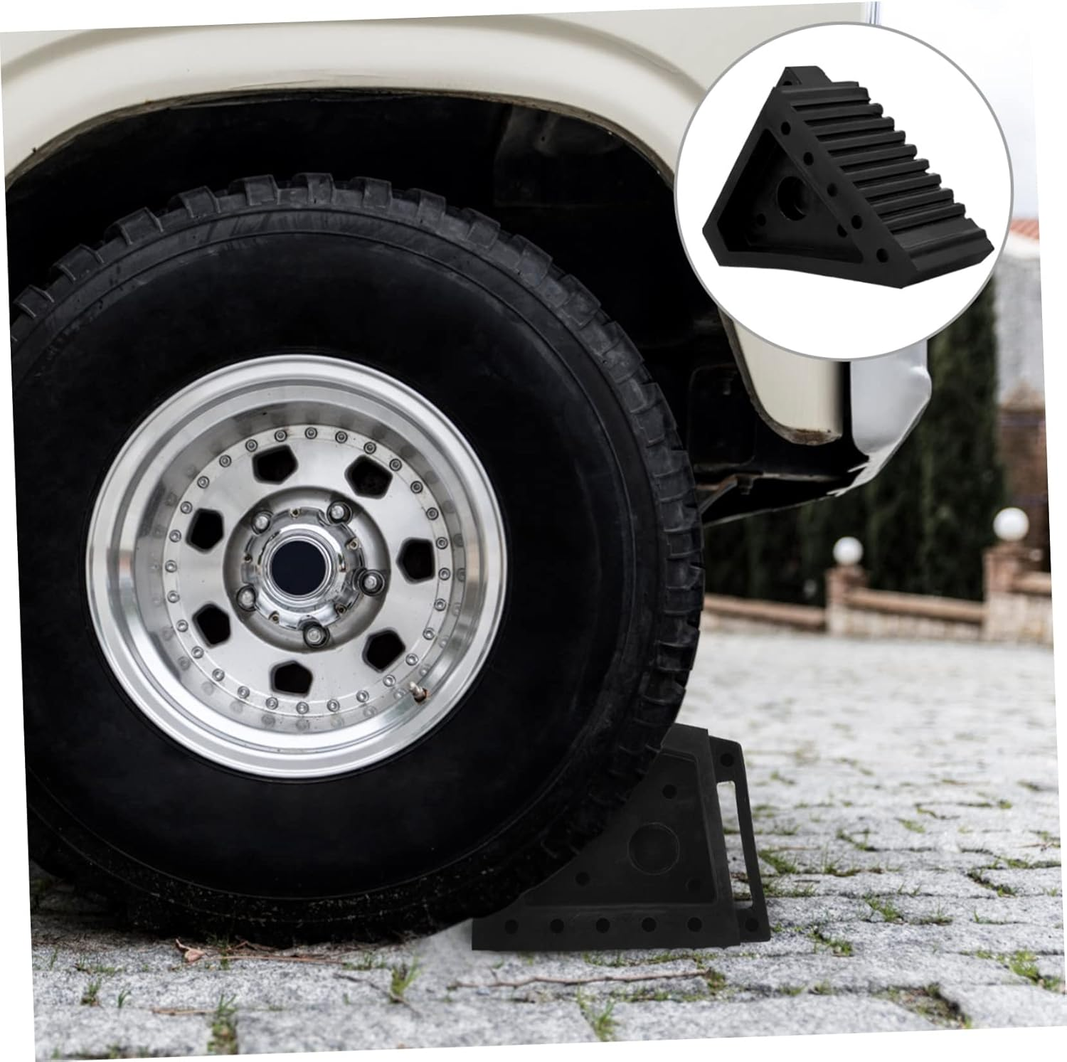 CIYODO Heavy Duty Rubber Wheel Slip Stopper Tyre Blocks for Car Truck Camper Trailer Secure Parking Ramp image number 1