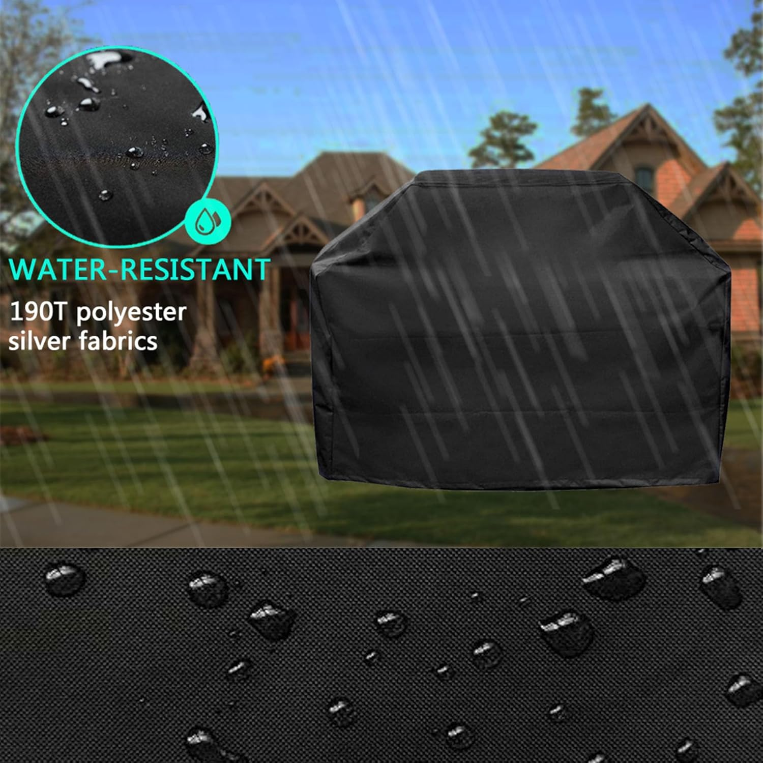 Reyoung 2Pcs 420D BBQ Gas Grill Cover Heavy Duty Waterproof, Dust-Proof, Anti-Uv, Cover with Drawstring and Adjustable Straps for Weber, Dyna-Glo, Nexgrill &ndash; Gas Grill Cover (190 * 71 * 117CM)