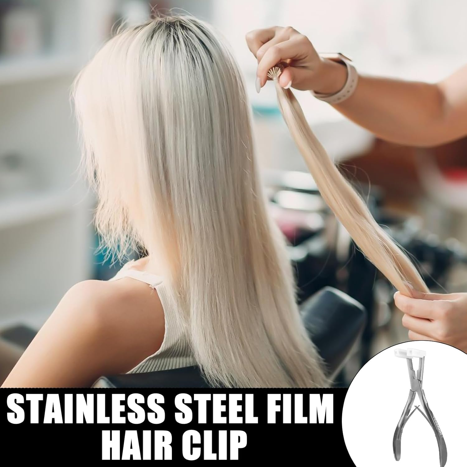 Tape-In Hair Extensions Pliers Real Hair Extensions Styling Tool Stainless Steel Professional Hair Extension Pliers for Salon Professional Installation image number 2