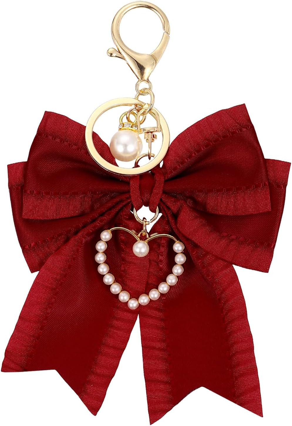 Uxcell Bow Knot Keychain, Cute Bag Charm Keyring, Bow Accessories for Women Purse, Backpack, Car Key, Phone Decoration, Red image number 4