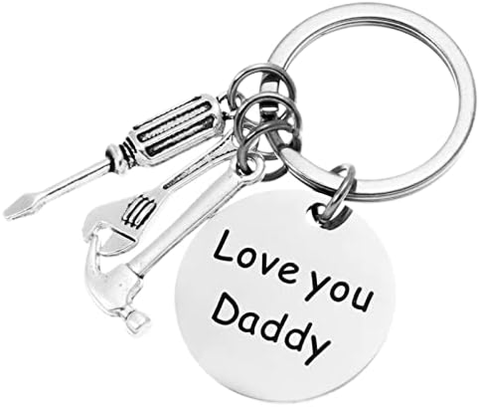 Dad Christmas Birthday Gifts Keychain from Daughter Son Love You Daddy Keyring for Dad Father Stepdad Daddy from Kids Stepdaughter Stepson Funny Keychains