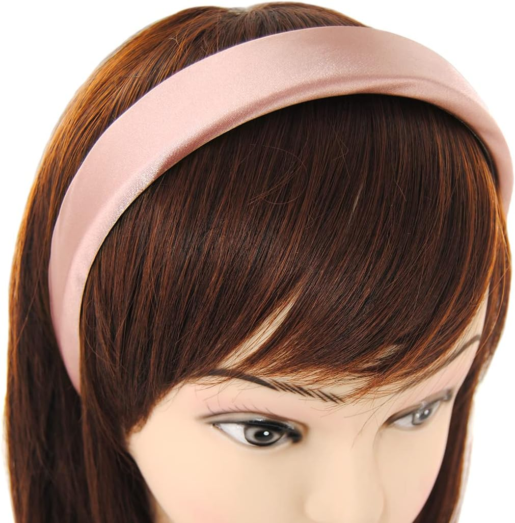 Axy Headband with Fabric Padded Candy Colours and Satin Covered - Beautiful Headband Hair Accessories Hair Band HRK7A (Dusky Pink) - Black image number 2