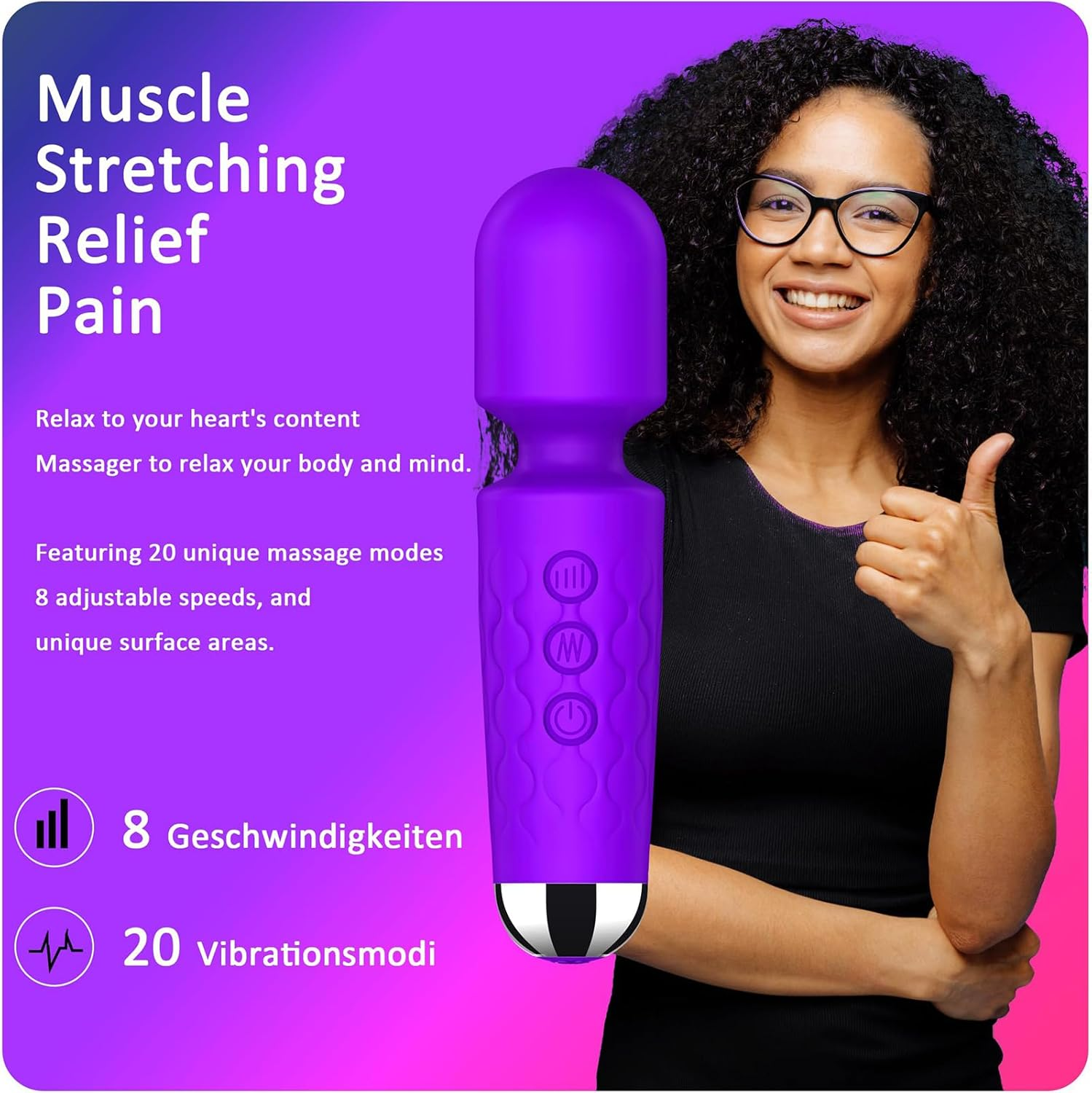 Vibrator Wand for Women - 20 Patterns & 8 Speeds G-Spot/Clitoral Stimulator, Quiet Cordless Dildo Massager, Submersible Adult Sex Toy Rechargeable Waterproof Small (Rose Red) image number 6