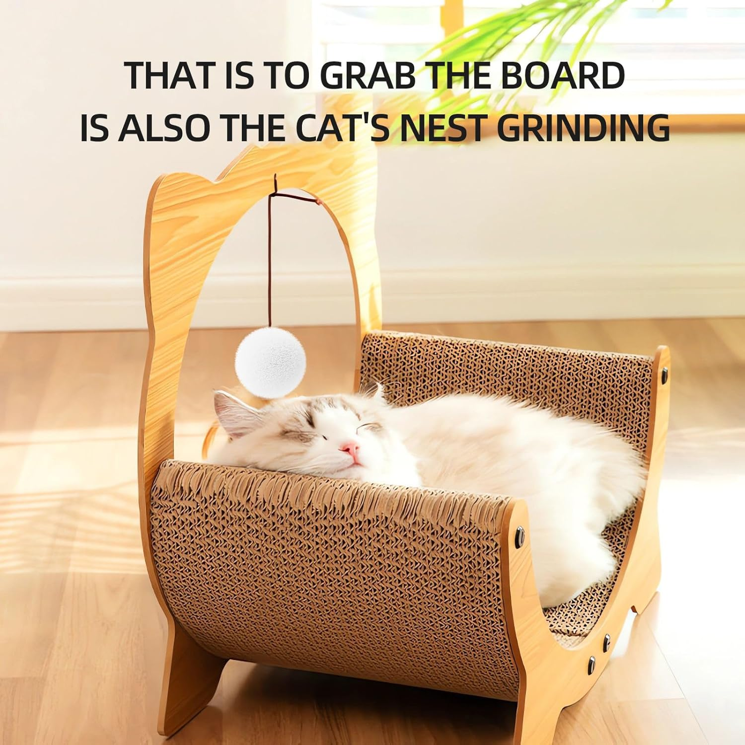 Boutsady Upgrade 2 in 1 Cat Scratcher Board, Lounger and Fun Interactive Scratch Pad, Heavy Duty Corrugated Cat Scratching Pad for Indoor Cats of Small Medium Size (Extra Large) image number 6