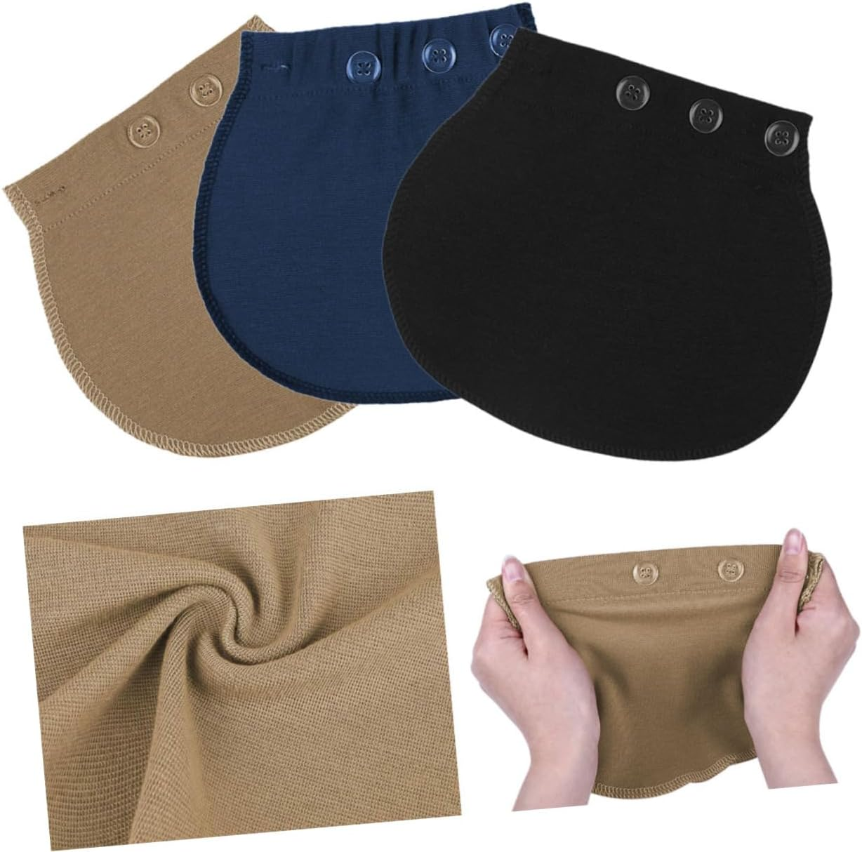 3Pcs Waist Extender Button Extenders Elastic Waistband Adjuster Set for Pregnant Women Pants Repair and Adjustment image number 3