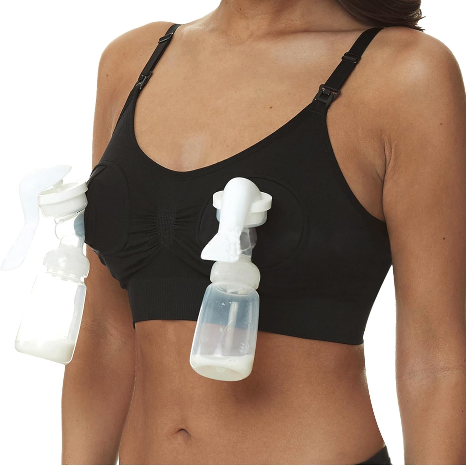 Dress Cici Hands Free Pumping Bra for Large Breast, 3 in 1 Front Clip Maternity Nursing Bra, 2 Pack image number 3