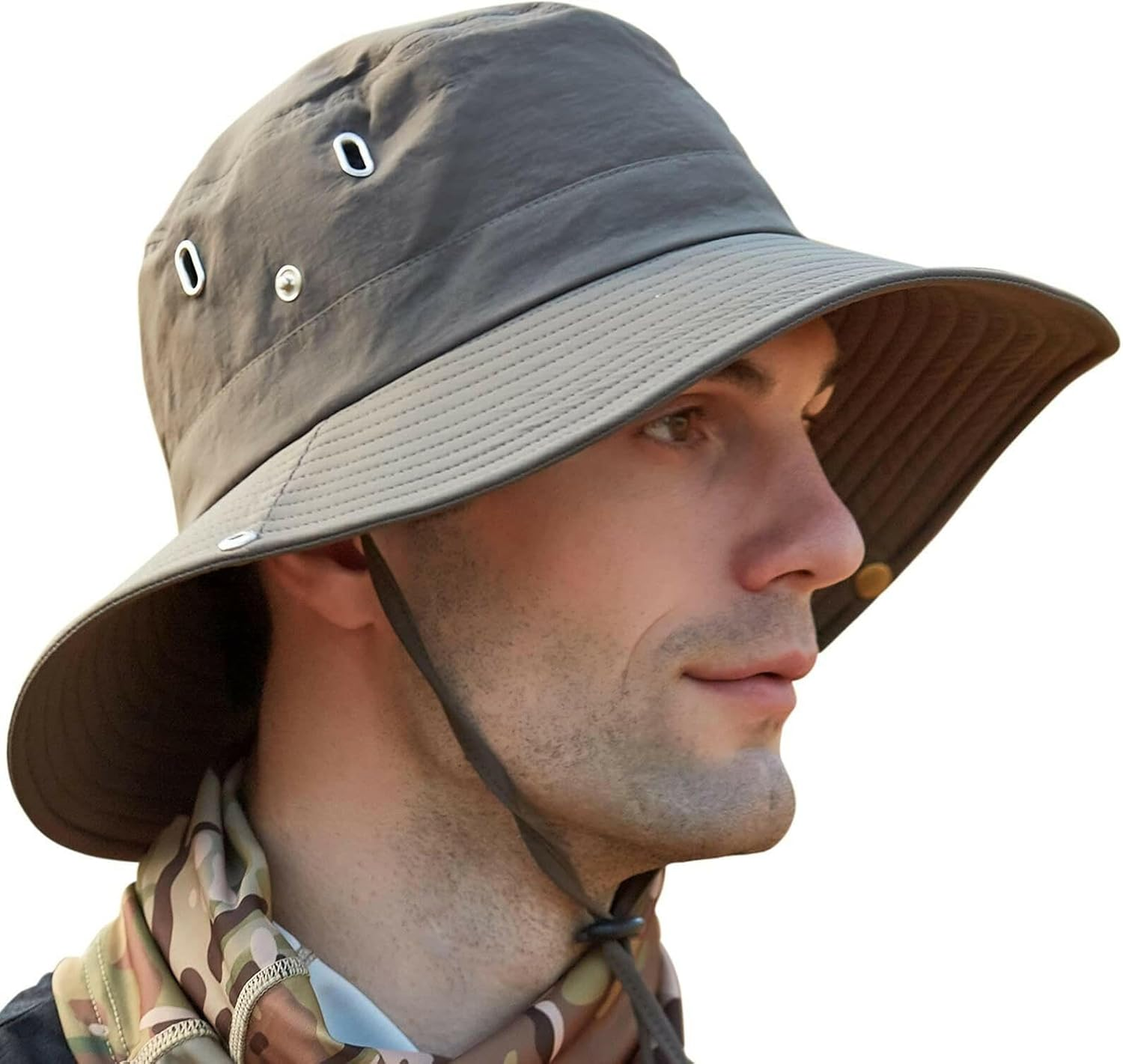 Bucket Hat Cowboy Style, UPF 50 UV Protection Wide Brim Sun Hat for Men & Women, Outdoor Camping Gear with Chin Strap &ndash; Smart Wind Resistant Boonie Hat for Fishing, Hiking, Golf