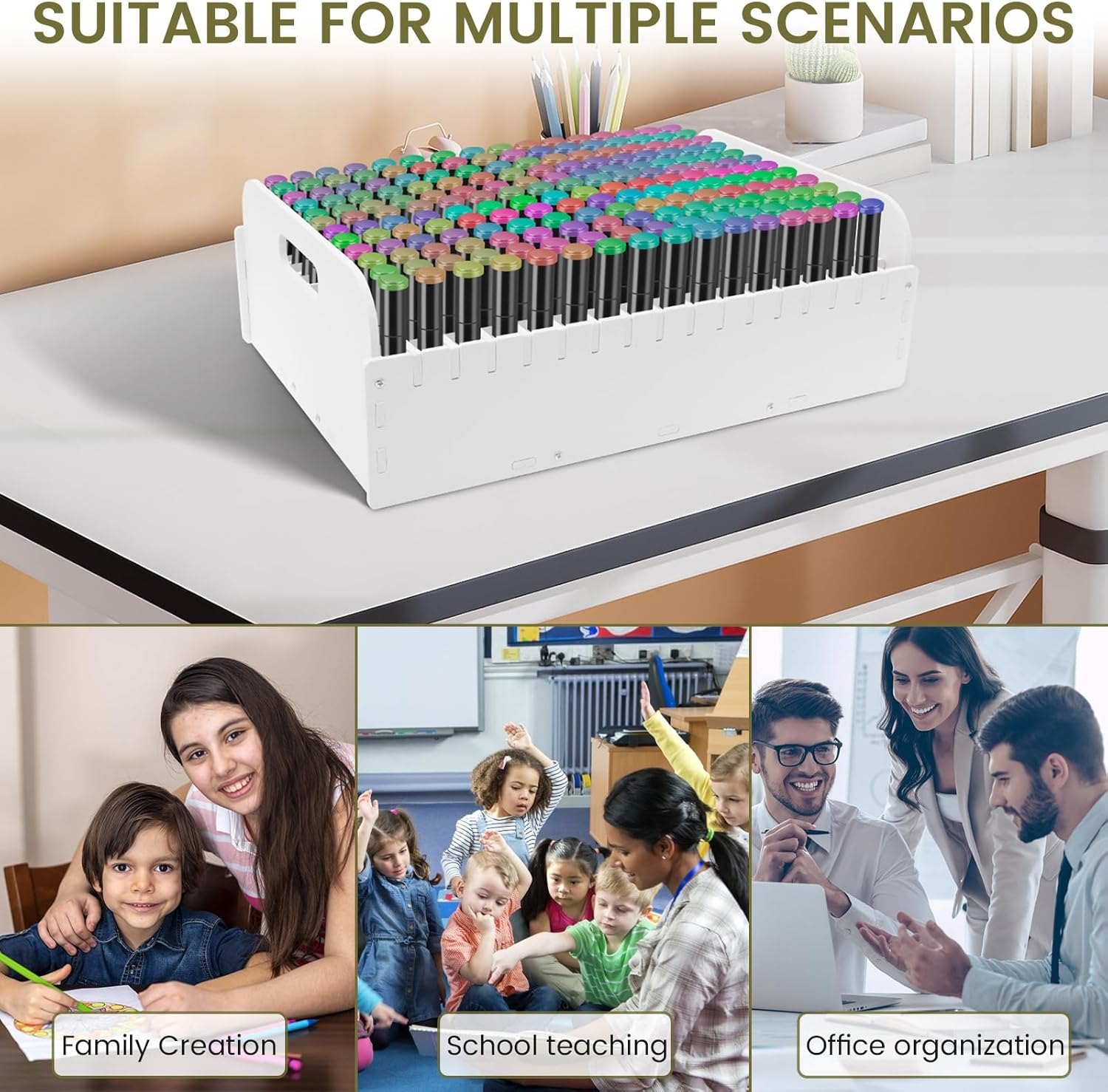 Marker Organizer,204 Holes Marker Storage Organizer,Compact Marker Pen Organizer Holder,Colored Pencils Rack,Craft Art Supply Storage for Home,Classroom,Office image number 4