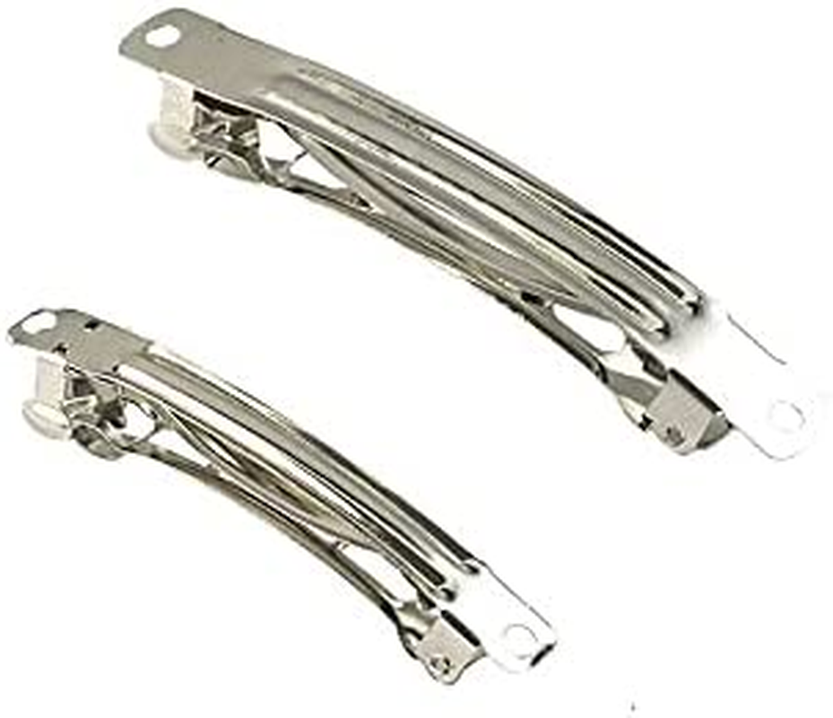 20Pcs Assorted Size Metal Silver French Barrette Hair Clips for DIY Hair Clip Craft Bows image number 3