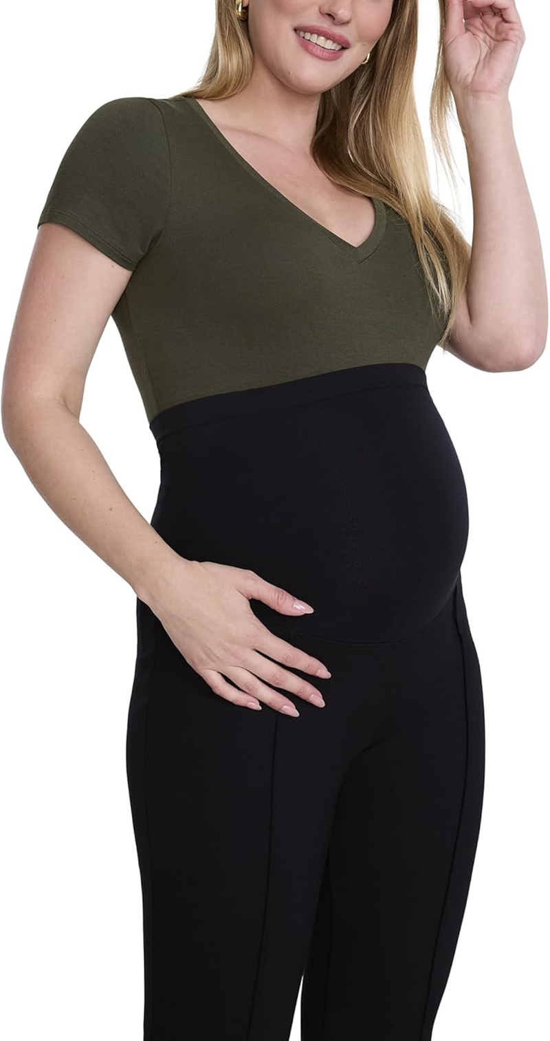 Motherhood Maternity Womens Secret Fit over the Belly Ponte Flare Pregnancy Pant image number 2