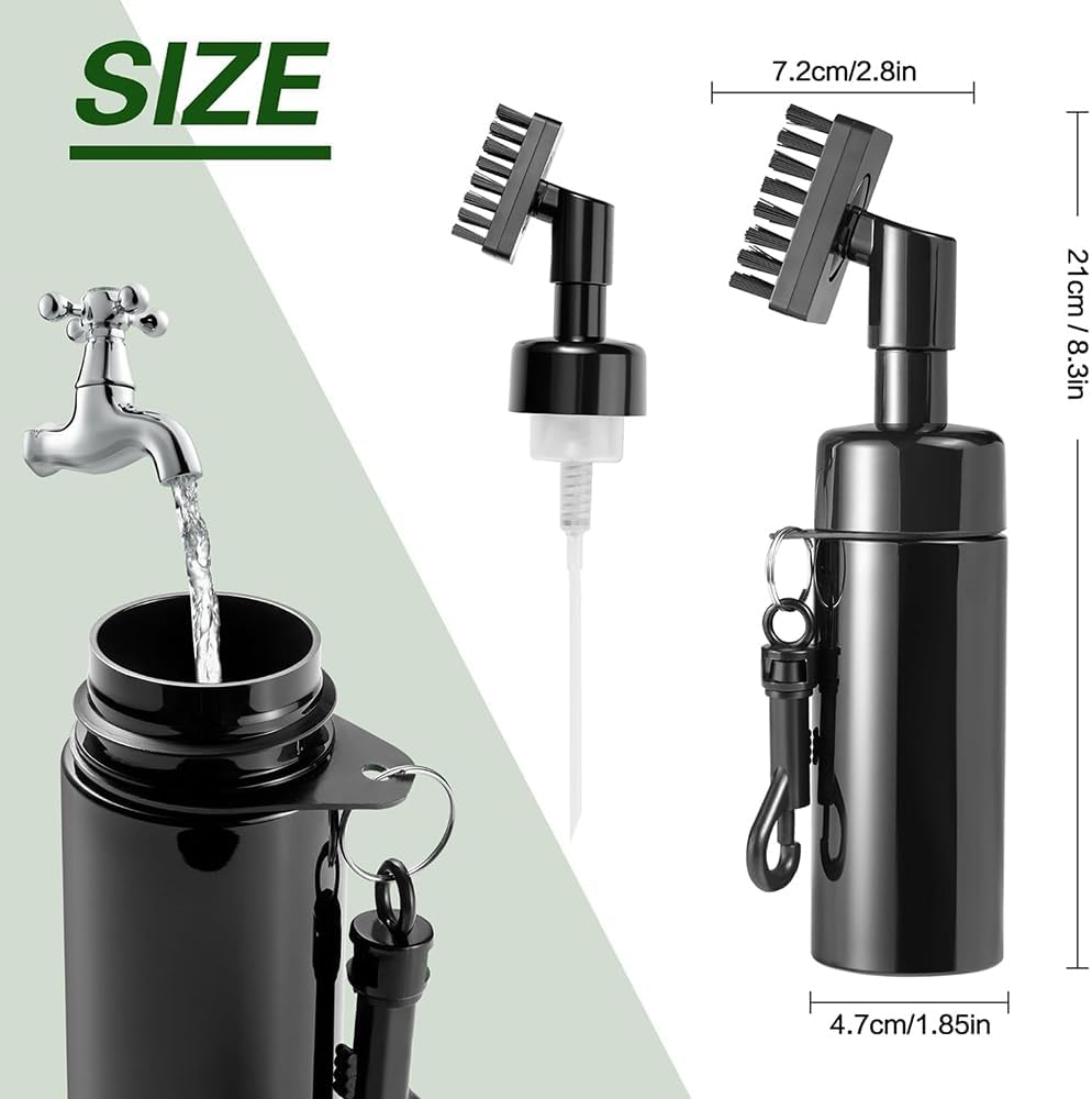 Golf Cleaning Brush,Pro Golf Club Brush Cleaner with Retainer Clip and Squeeze Water Bottle, Large Cleaning Coverage, Nylon Brush, Portable, Lightweight, Anti-Leak Bottle image number 3