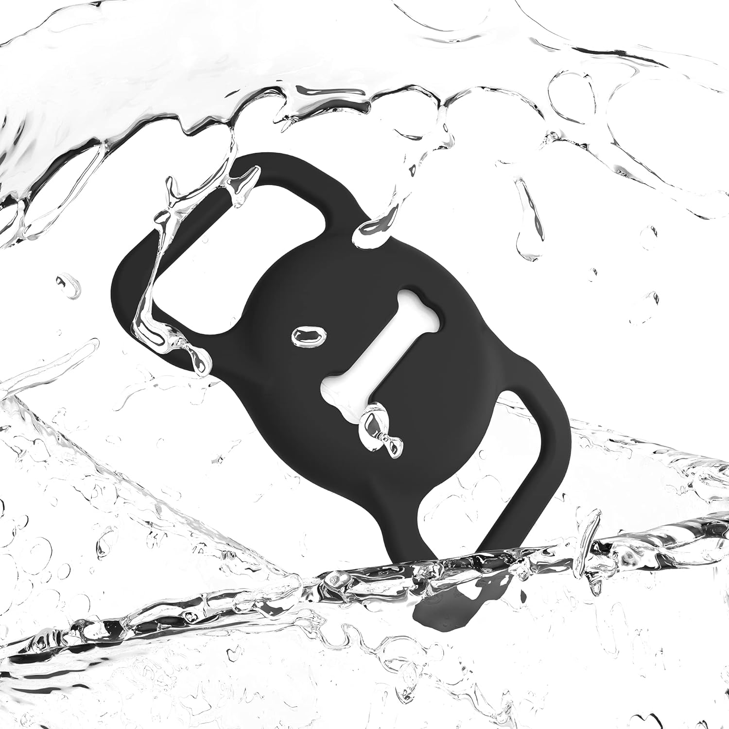 For Airtag Dog Collar Holder, DLENP Silicone GPS Tracking Accessories Protective Cat Collar with Bone Pattern (1 Pack(Black)) - Blue image number 2