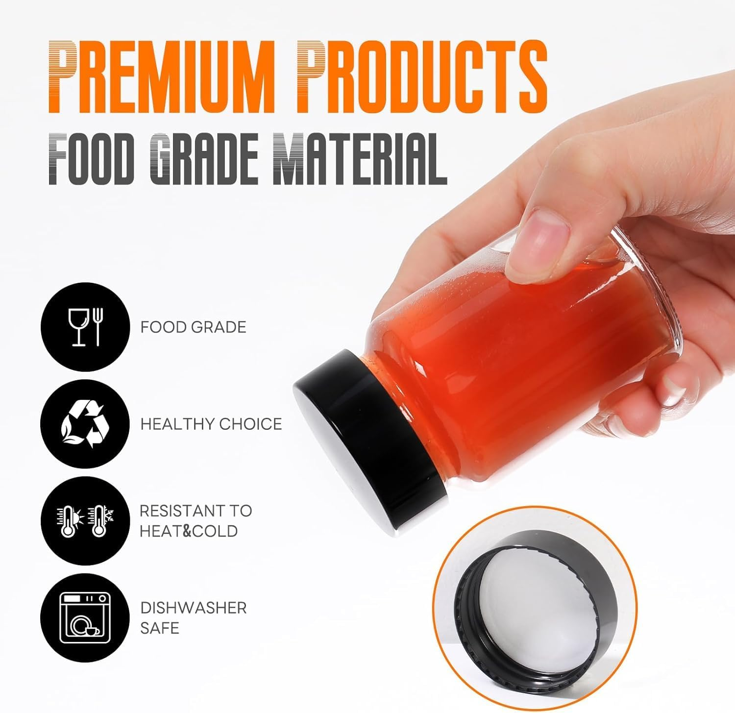 2 Oz Small Clear Glass Bottles with Lids - 60 ML Wide Mouth Shot with Caps Reusable for Ginger Shots, Juice, Potion, Liquids, Whiskey - Mini Travel Bottles with Funnels, Stickers (12Pcs-Clear) image number 1