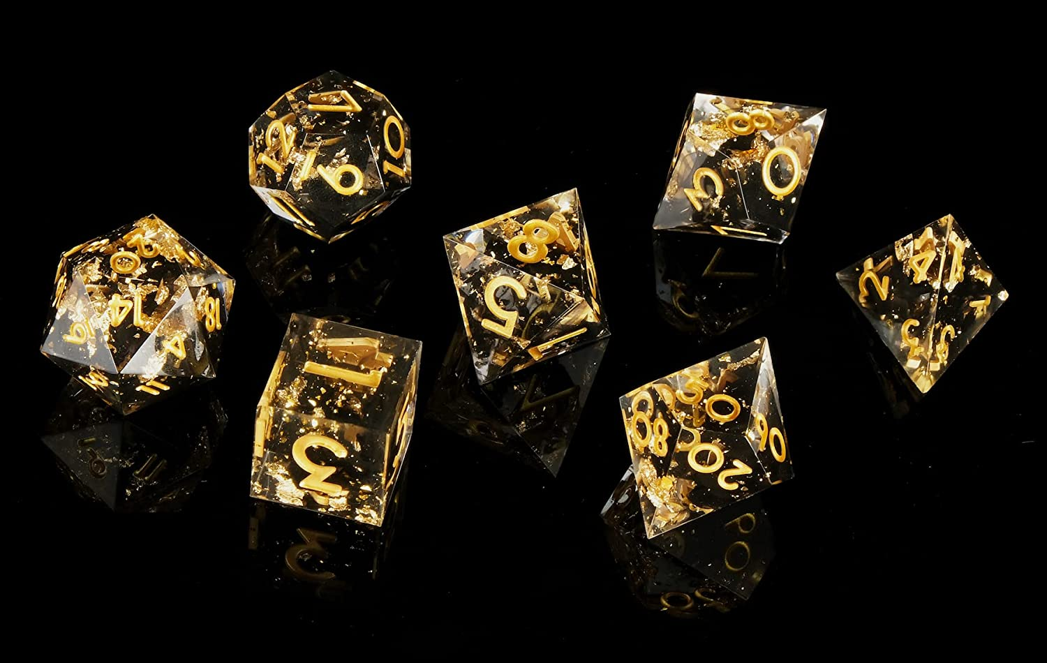 Sharp Edge DND Dice Set Handmade 7 Accessories Dice for Dungeons and Dragons TTRPG Games, Multi-Sided RPG Polyhedral Resin Sharp Edge Dice Roleplaying Games Shadowrun Pathfinder Mtg(Dark)