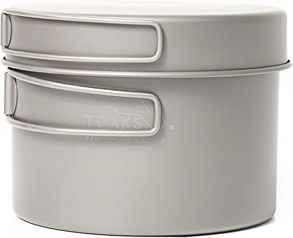 Toaks Titanium Outdoor Camping Pan, Hiking Cookware, Backpacking Cooking Picnic Bowl, Pot Pan Set, 1100Ml