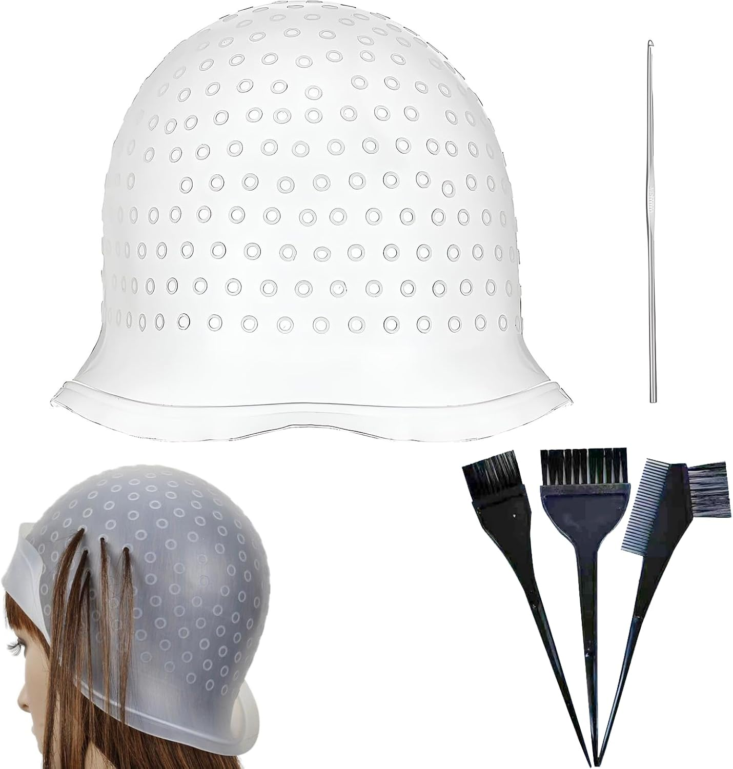 Pack of 5 Highlight Caps, Hair Colour, Silicone Highlight Cap for Hairdressing Salons and Families image number 5