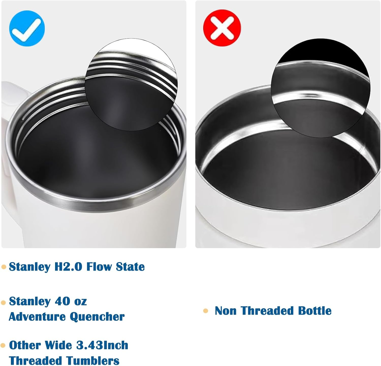 40 Oz Tumbler Flip Straw Lid Replacement Fit for Stanley Quencher,Spill Proof Splash Resistant Tumbler Lids,Reusable Tumbler Cover for Stanley Cup Accessories,Pack of 2,Black - Black image number 3