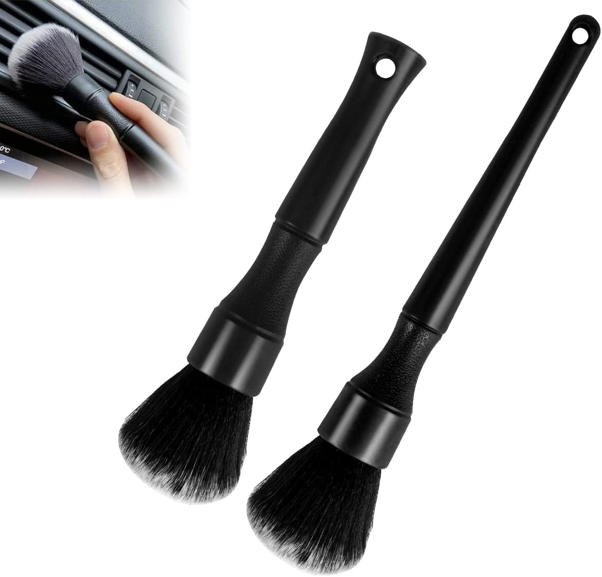 Pack of 2 Car Cleaning Brushes, Soft Detailing Brush, Car Dust Brush, Rim Brush, Car Care Cleaning Brush, Car for Cockpit Interior Fittings, Rims, Alloy Wheels, Engine, Engine Compartment