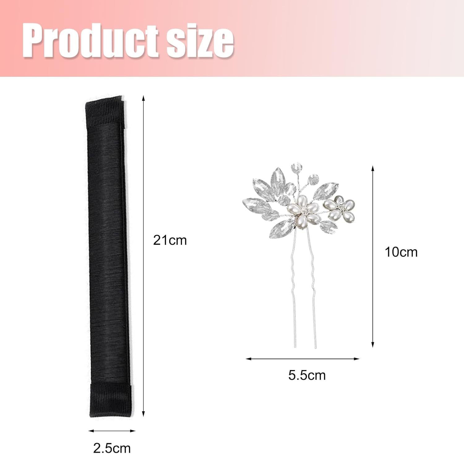 RTRTGS Magic Hair Bun Maker French Twist Comes with a Silver Simple Bridal Crystal Wedding Hair Pins, Hair Bun Maker Magic Hairstyle Aid Bun Band for Women Children Bun Hair Accessories image number 2