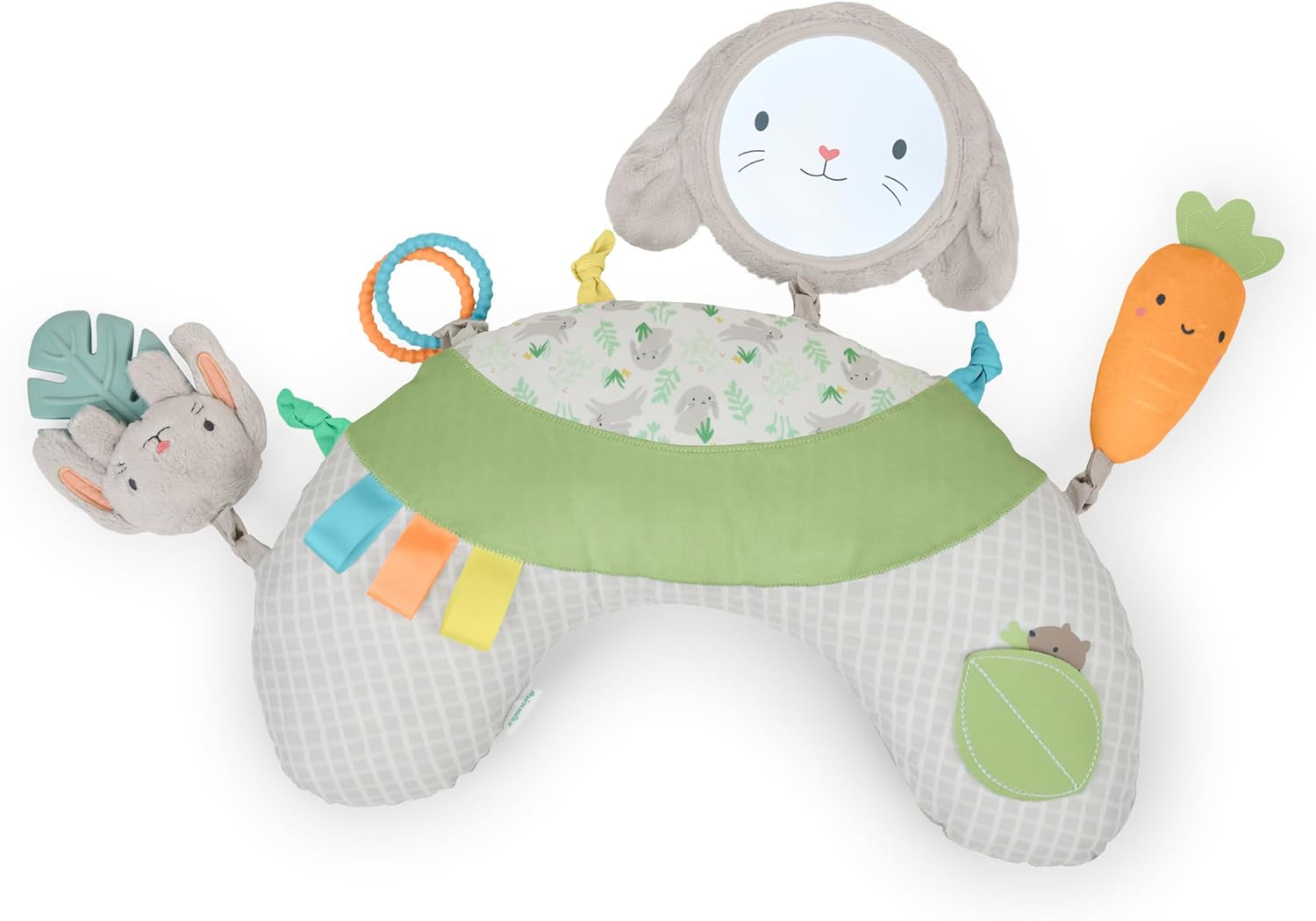 Ingenuity Cozy Prop Sylvi Tummy Time Pillow​, Multi-Sensory, 4 Removable Toys, 0+M - Plush Bunny image number 3