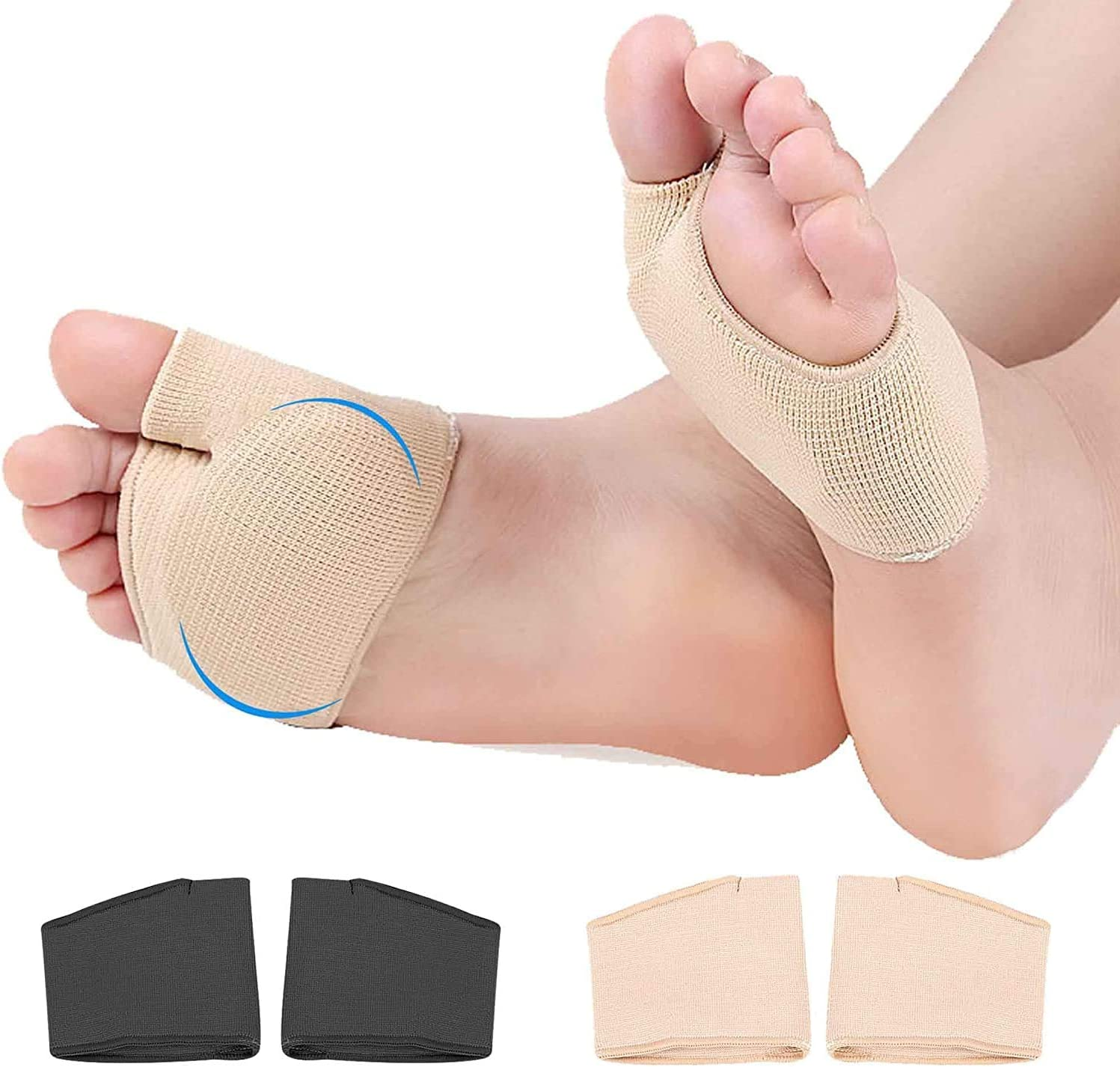 Metatarsal Sleeve Pads Soft and Comfortable Ball of Foot Cushions Pain Relief Forefoot Pads for Women and Men, 2 Pairs (Small)
