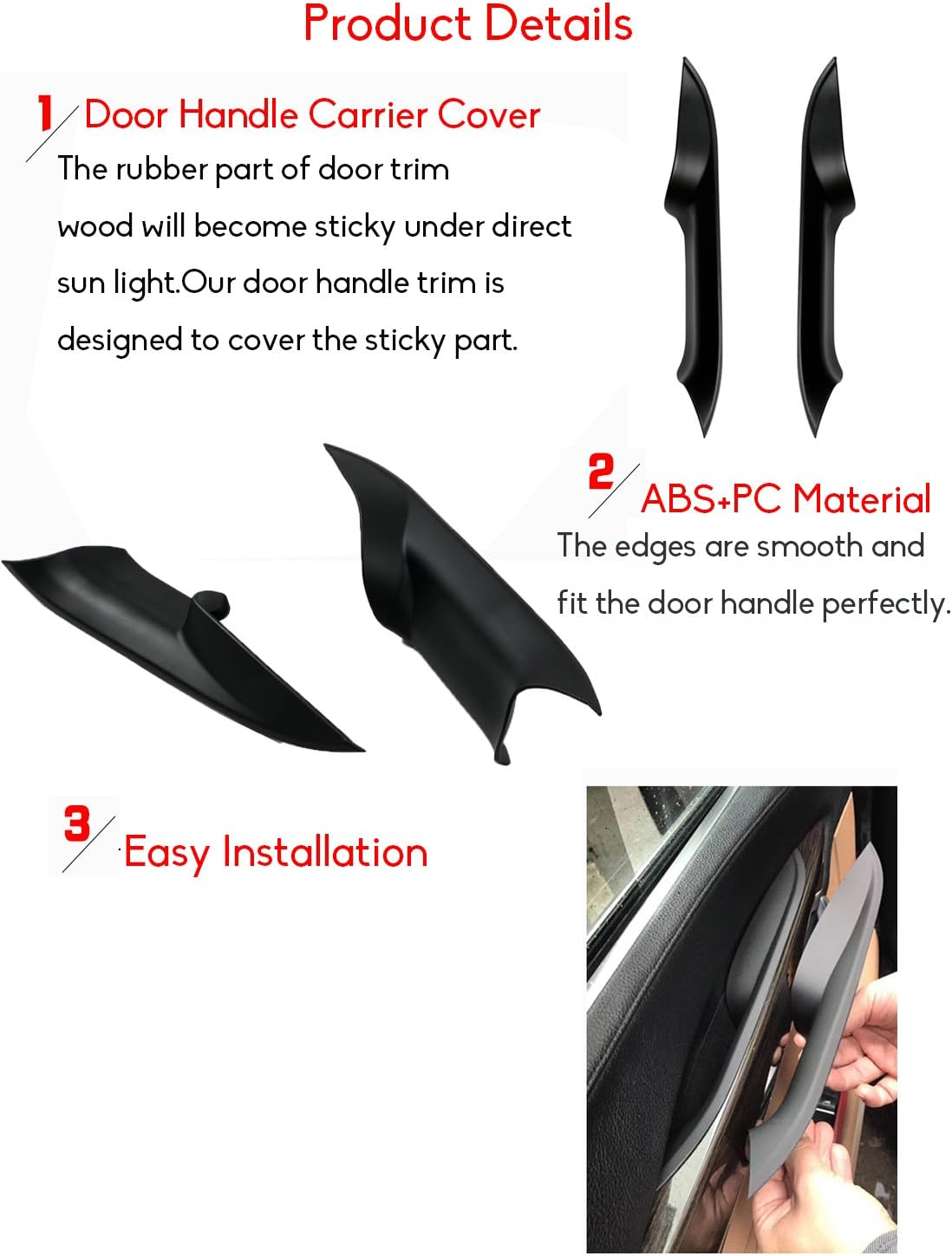 For BMW 7 Series Door Pull Handle Coversjaronx Left Front and Right Front Door Handle Carrier Trim Cover Kit (Fits:Bmw 7 Series F01/F02 2008-2014) image number 1
