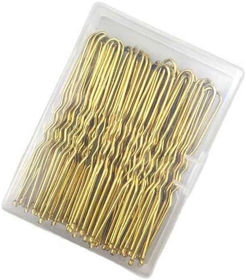 U Shaped Hair Pins,200 Count of Buns Waved Hair Pins for Women Girls with Box for Thin Thick Hair（2.36 Inch ） (Golden)