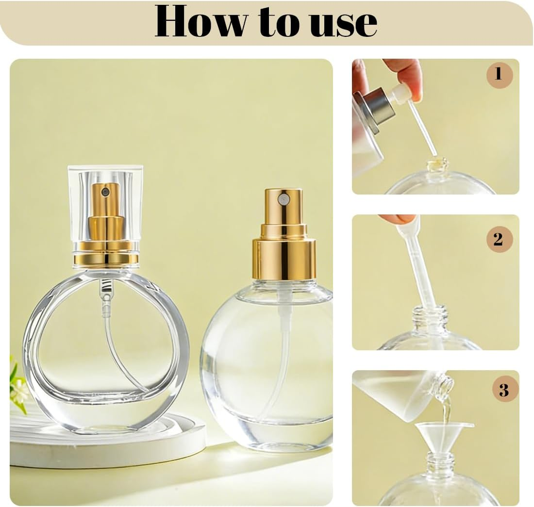 ROKZELT Perfume Atomiser, 50 Ml, Pack of 2, Refillable, Empty, Spray Bottle, Travel, for Travel, Transparent, Portable image number 4