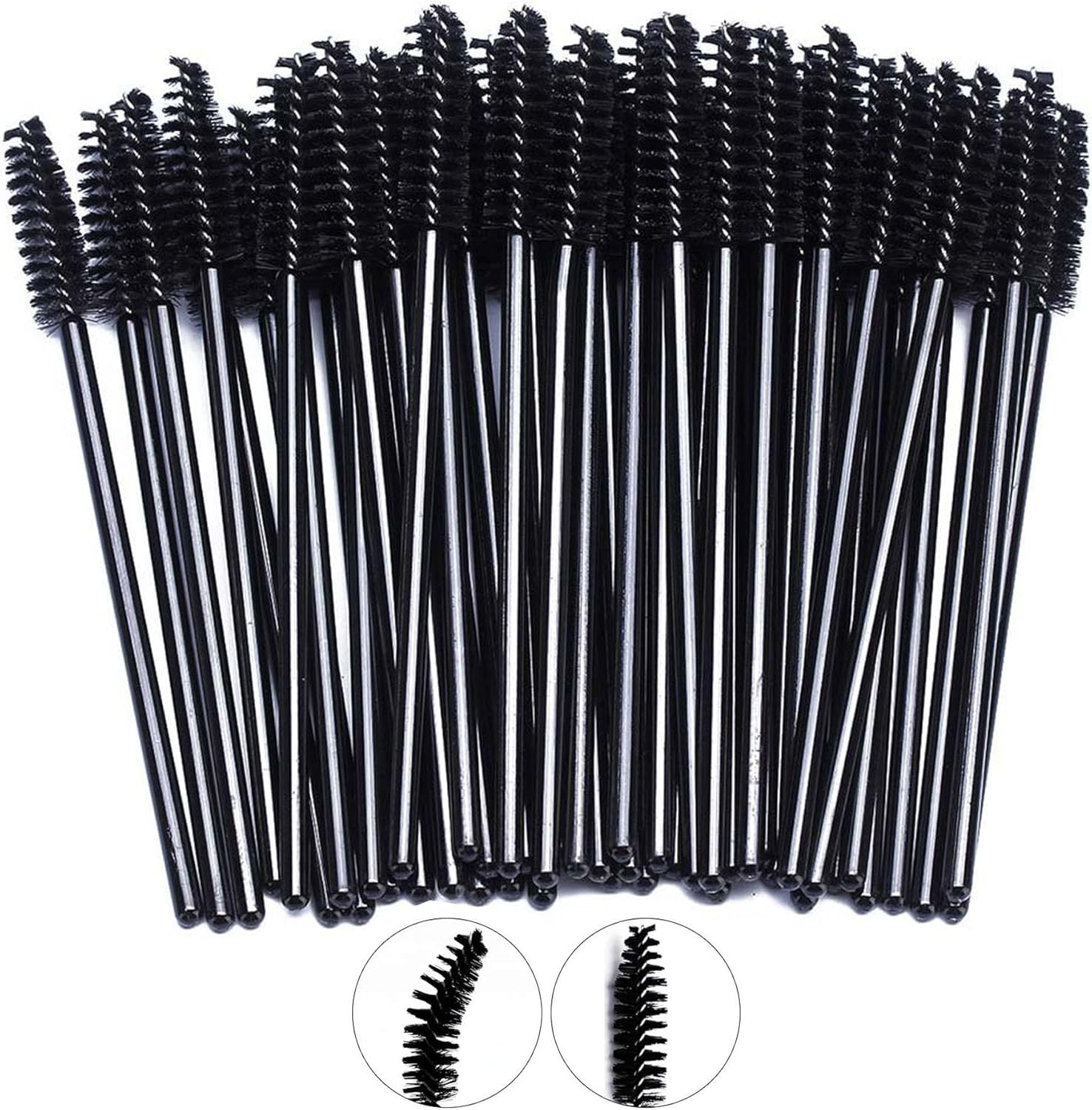 100Pcs Disposable Eyelash Spoolies Brushes, Mascara Applicator Wands, Eyebrows Brush for Extension and Eyebrow Brush(Black) image number 4