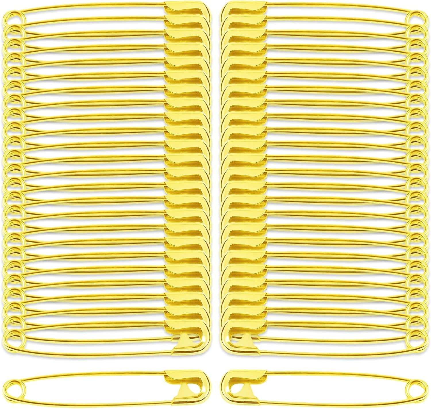 Safety Pins, 50Pcs Large Size Safety Pins Pack, 45Mm/1.7Inch Strong and Heavy Duty Nickel Plated Safety Pin for Clothes, Leather, Canvas, Blankets (Gold) image number 6