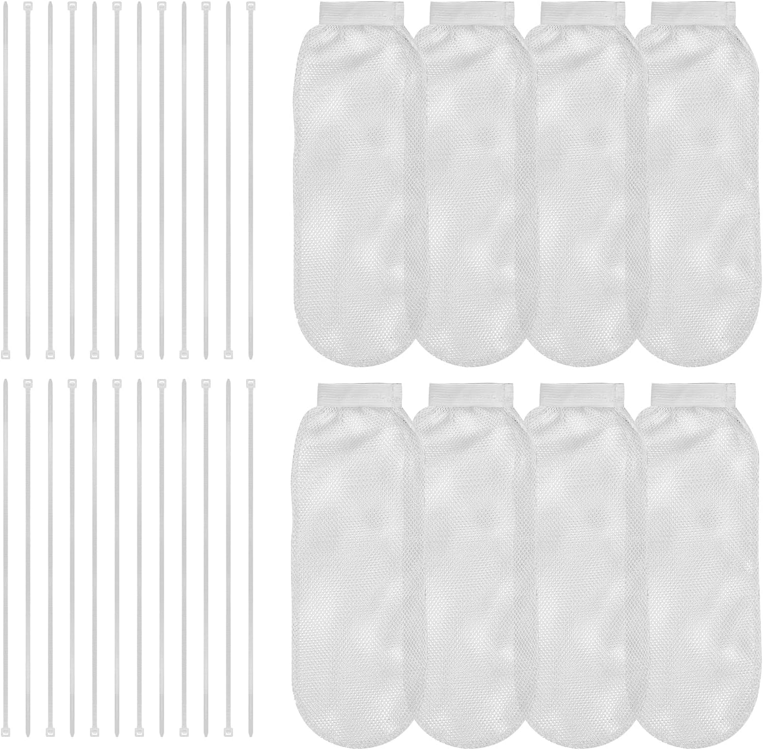 8Pcs Lint Traps for Washing Machine Hose, with 24Pcs Cable Ties Washer Lint Catch Nylon Mesh Lint Collector for Home Laundry Washing Machine Sink Drain Systems Hose Screen Filter (White) image number 5