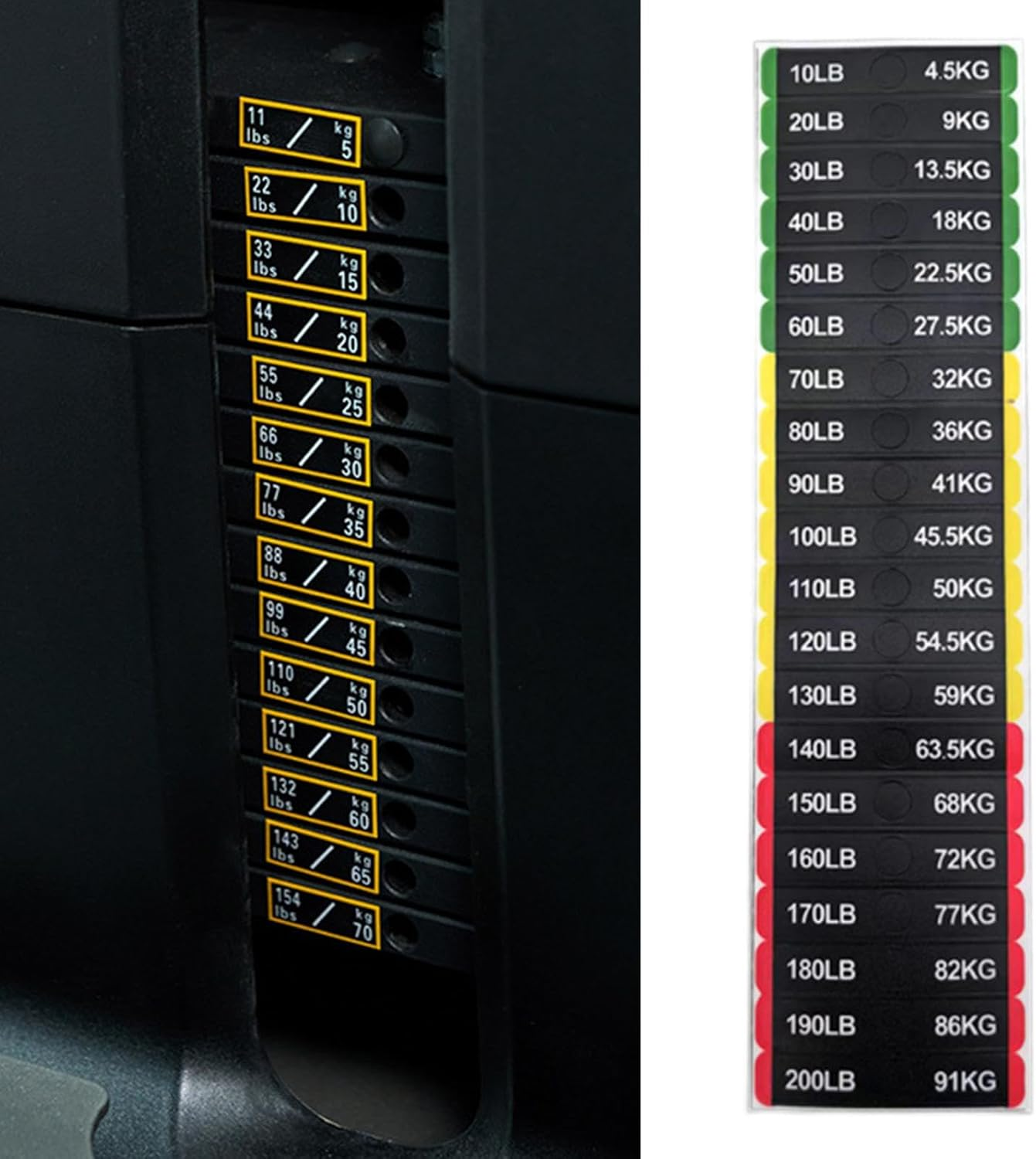 Dickly Weight Stickers Weight Number Stickers Exercise Equipment Gym Weighted Block Label Sticker Decals Weight Stack Labels Decals, 10 to 200Lb, 7Cmx1.2Cm image number 6