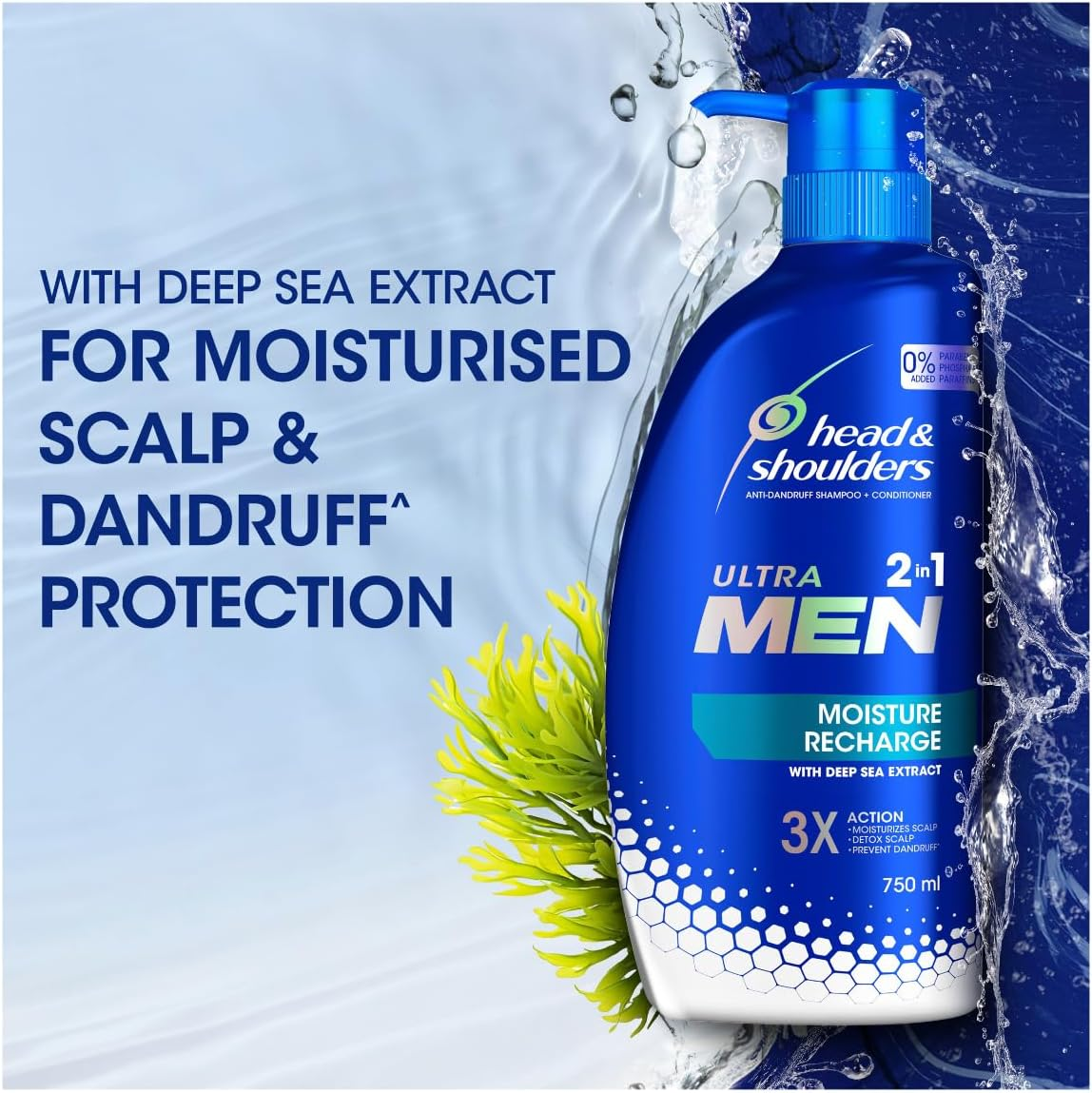 Head & Shoulders Ultra Men 2 in 1 Moisture Recharge 400Ml Shampoo image number 5