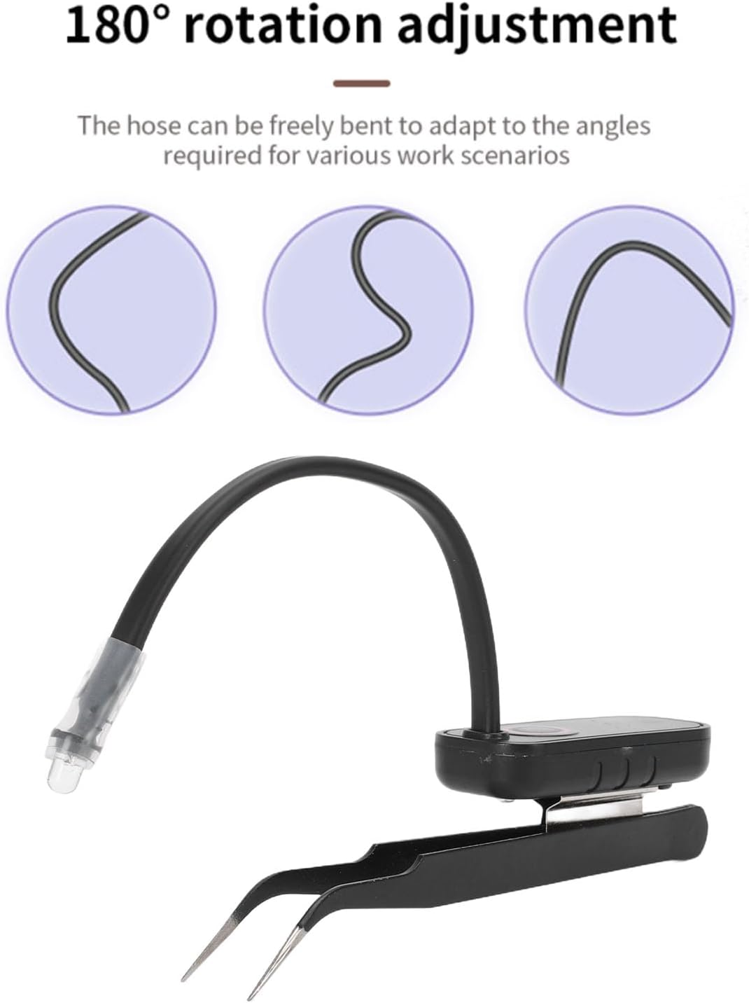 Cocoarm Eyelash Extension Tweezer Light, Handheld 1W 405Nm LED Flash Cure Lamp with with Flexible Hose Glue Curing Tool for Hhome Beauty Salon image number 6