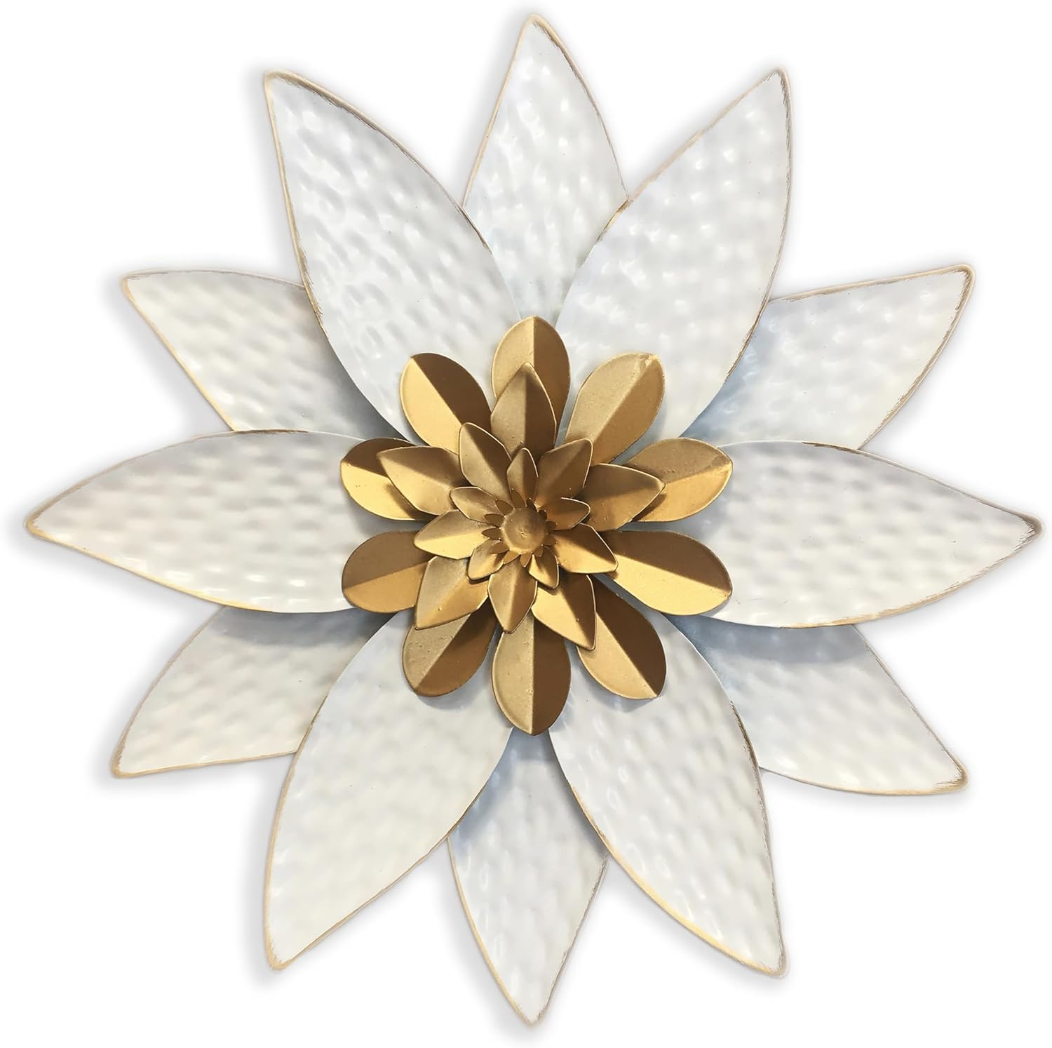 Metal Flower Wall Art Decor,10" Rustic Modern Antique Floral Sculpture, Distressed Iron Wall Hanging Home Decoration Accent Artworks for Indoor Kitchen Bedroom Living Office Outdoor Garden Patio