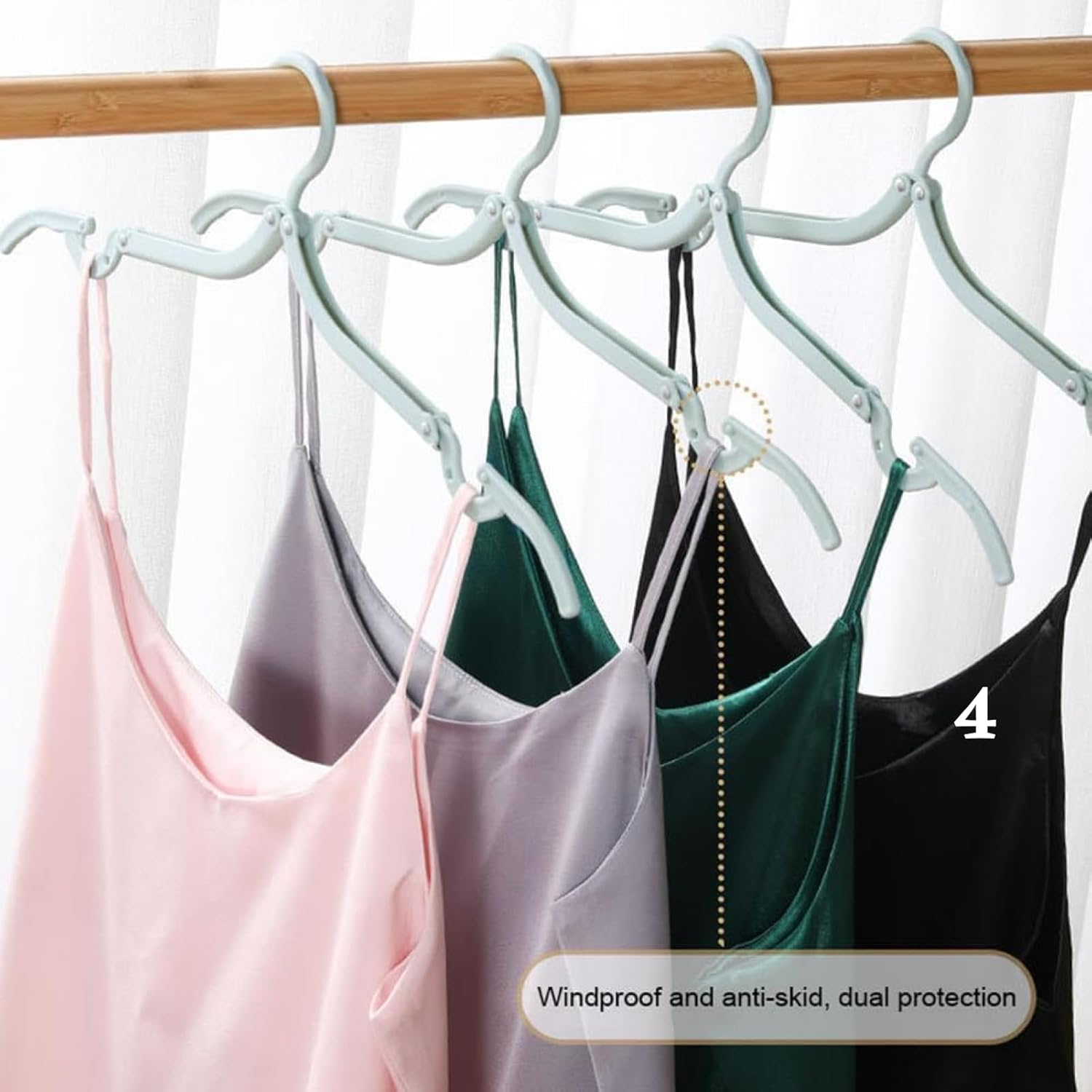 10PCS Portable Folding Clothes Hangers, Foldable Clothes Drying Rack for Travel, Lightweight and Compact Design, Perfect for Baby and Adult Clothes, for Camping, Hiking, and Home Use image number 5