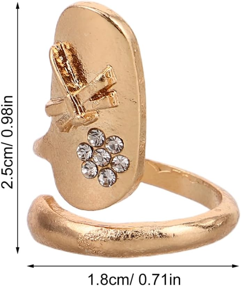 VICASKY 2Pcs Fingernail Rings for Women Nail Art Rhinestone Nail Decorations Opening Fashionable Fingertip Jewelry image number 3