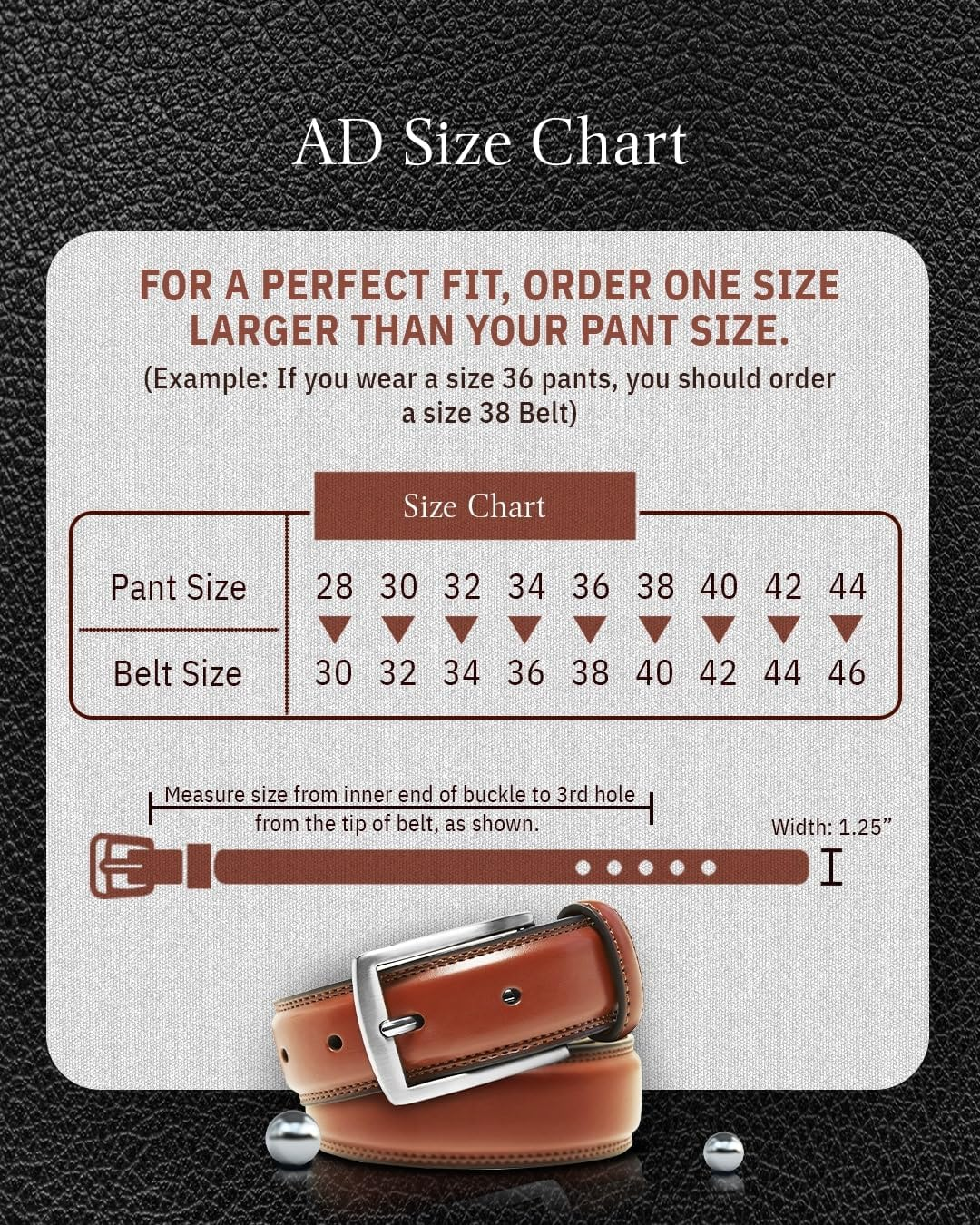 Genuine Leather Dress Belts for Men - Mens Belt for Suits, Jeans, Uniform with Single Prong Buckle - Designed in the USA image number 4