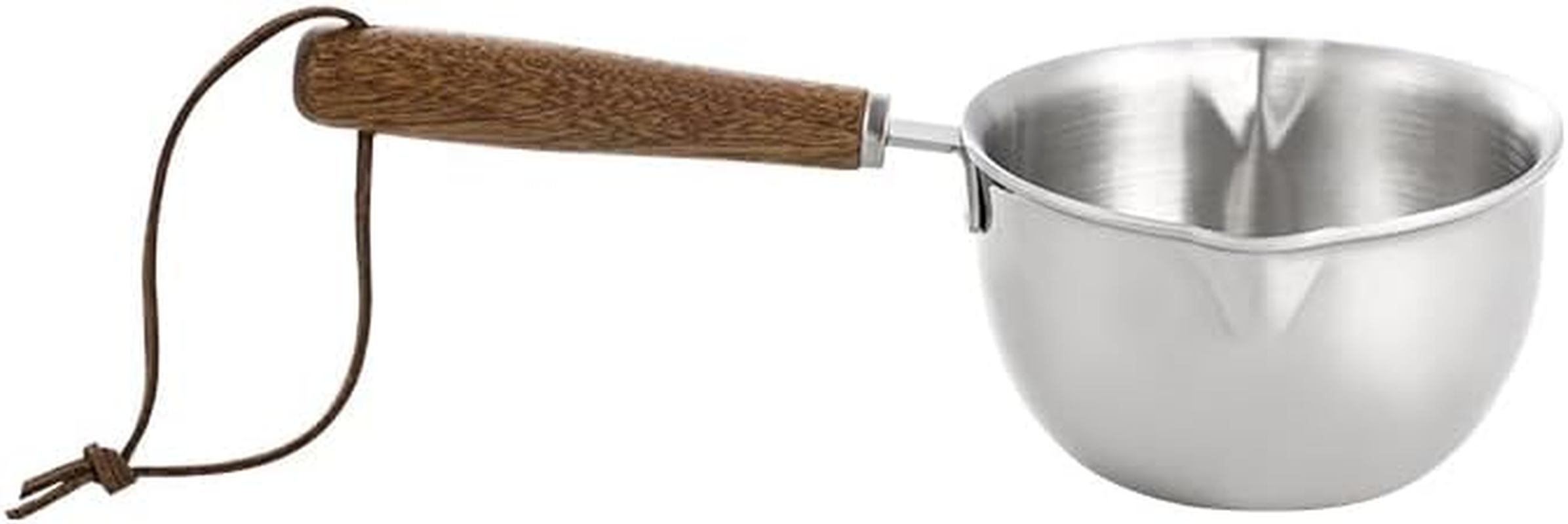 Mini Milk Warmer Pot,Butter Warmer Pot Coffee Pot Milk Pan Sauce Pan Stainless Steel Small Milk Saucepan with Wood Handle,Small Pots for Soup/Chocolate/Tea/Coffee Warming,1Pcs (Silvery, 120Ml) image number 5