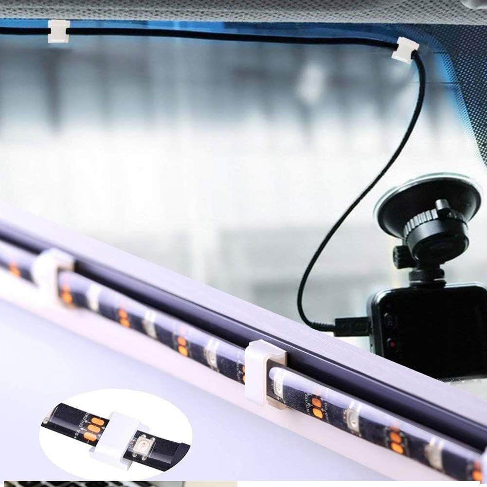 Weforu Strip Light Mounting Bracket Clips, 100 Pieces Self-Adhesive LED Strips Holder Clamps,Wire Bundle Holder for 10Mm(3/8") Wide Fix LED Strip Light image number 1