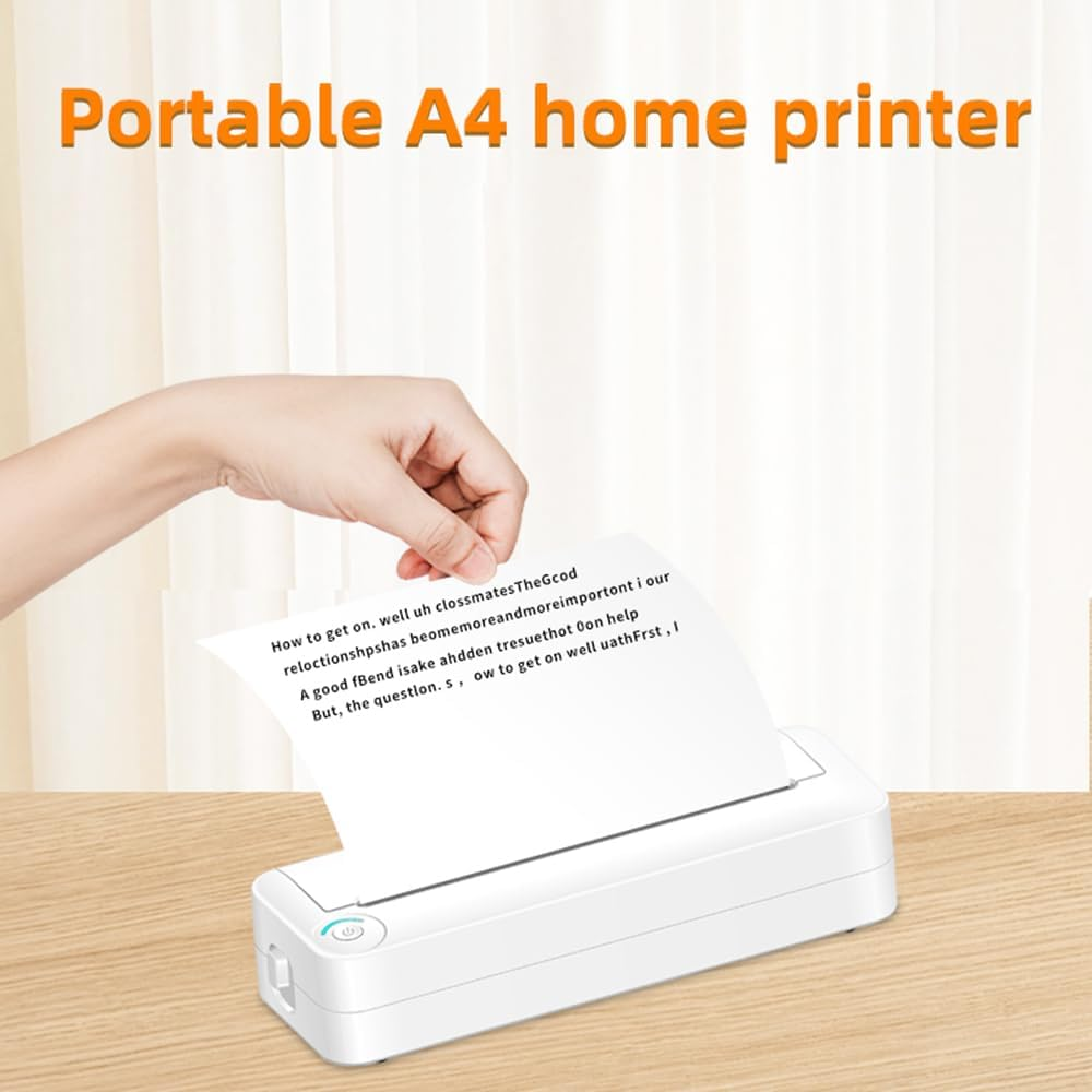 A4 Portable Paper Printer Thermal Printing Wireless BT Connect Compatible with Ios and Android Mobile Photo Printer Support 210Mm Wide for Outdoor Travel Home Office Printing Sketches Reports White image number 4