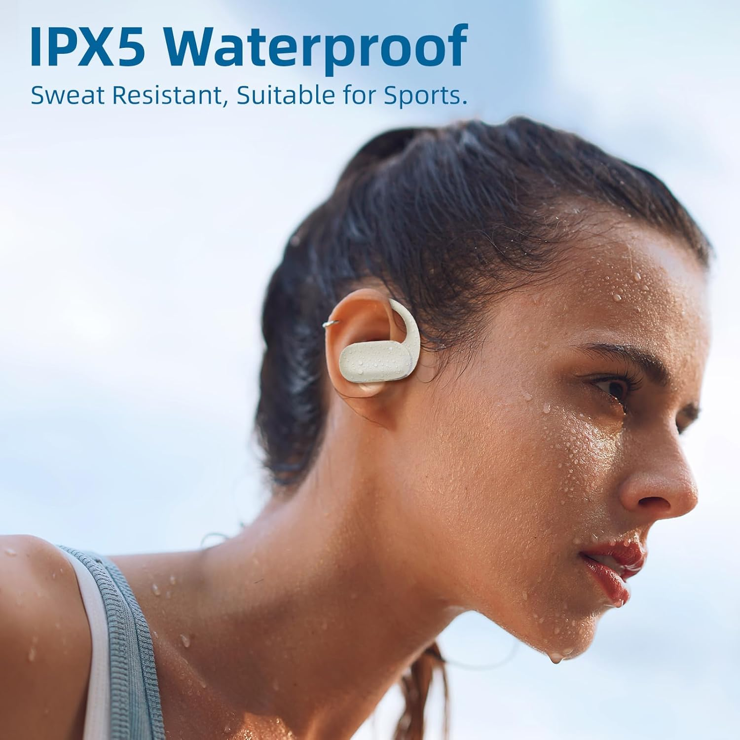 Ulian Open Ear Headphones, Air Conduction Wireless Earphones, Ultra Comfort and Light Design, Sweat Resistant, Secure Fit for Sport, Bluetooth V5.3, Hifi Stereo, Built-In Mic, up to 50H Playtime