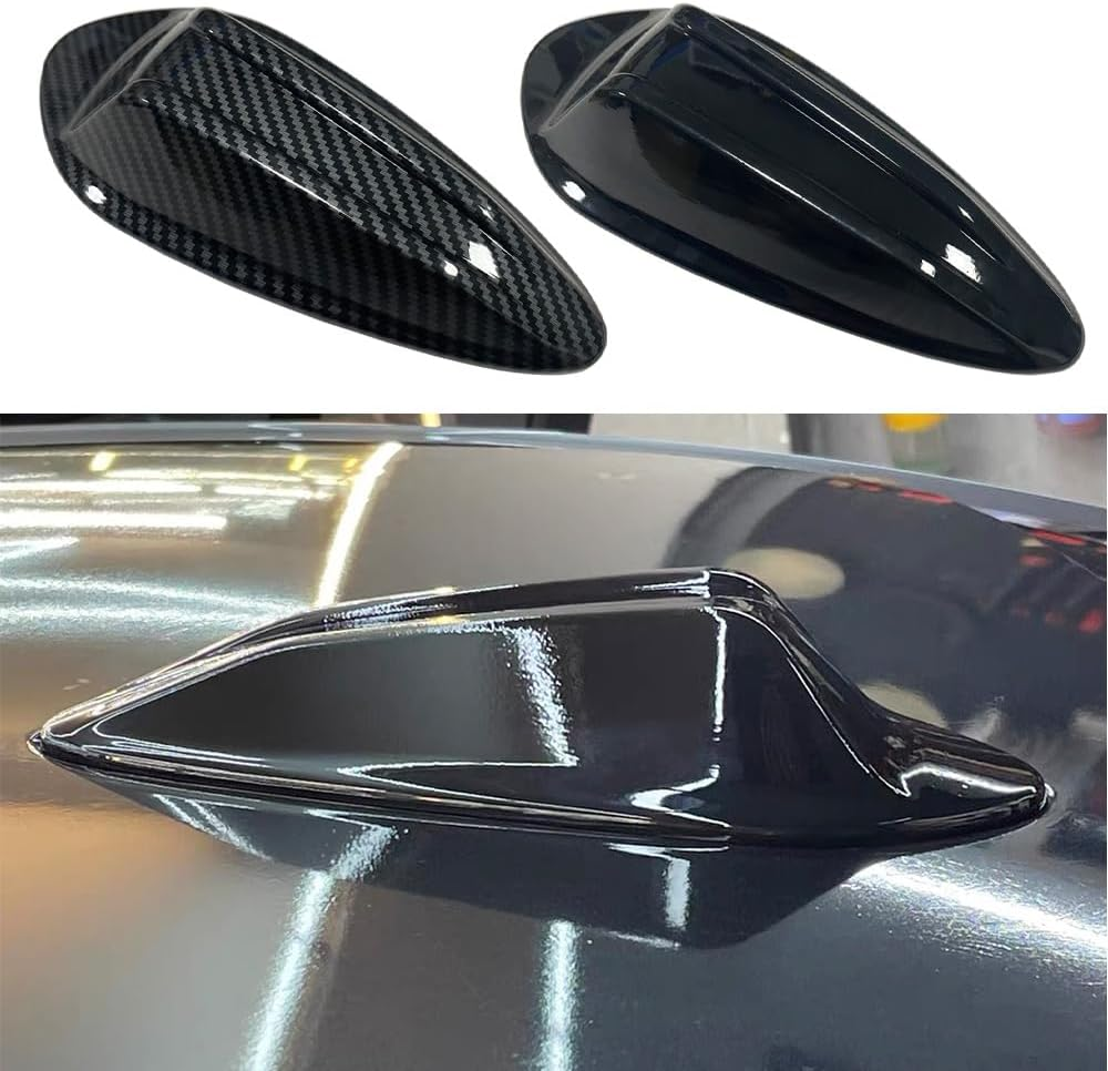 ZZABHGBC ABS Carbon Fiber Pattern Exterior Trim Decoration Part Car Roof Shark Fin Antenna Cover Compatible for BMW G20 G21 I3 3 Series M3 G80 2023-2024(Glossy Black)