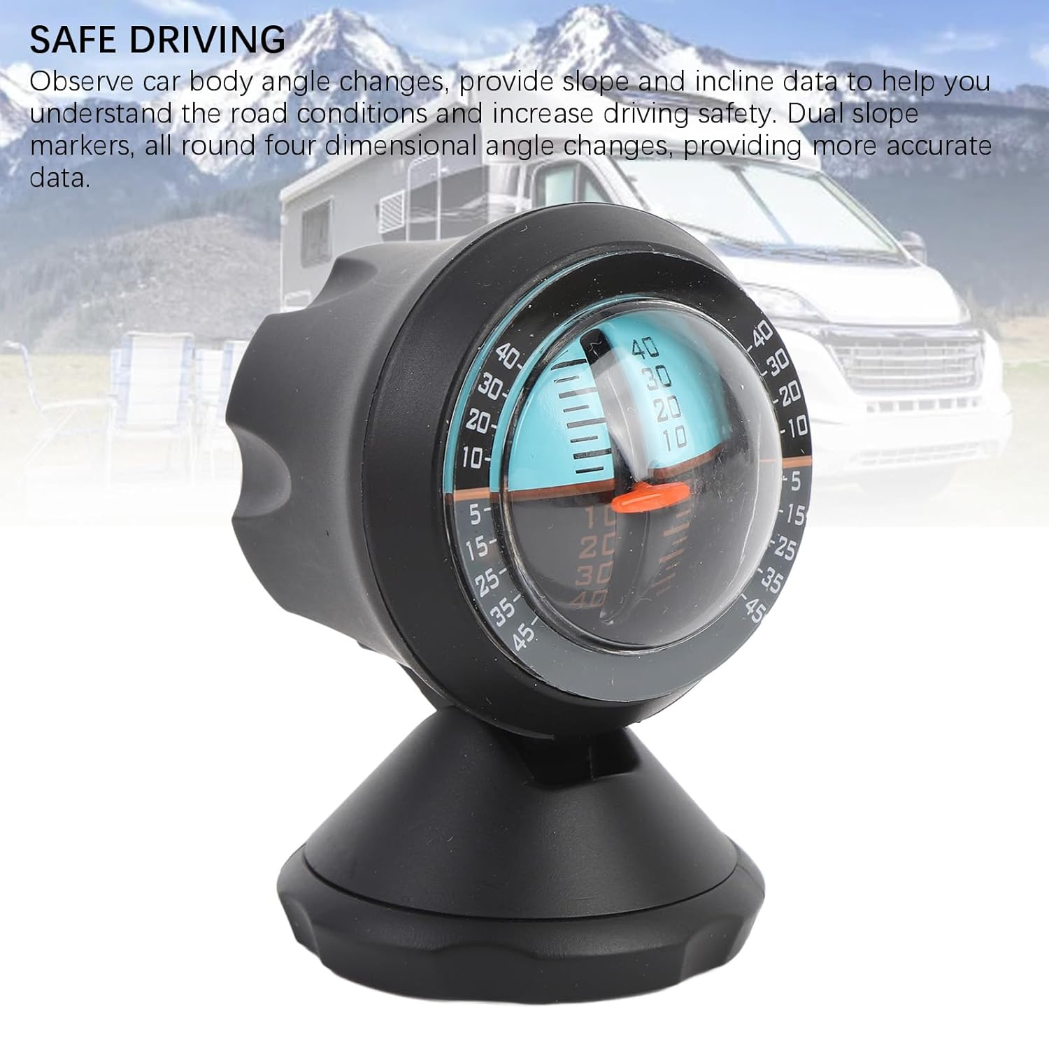 Car Vehicle Inclinometer, Angle Slope Tilt Indicator Level Meter Gradient Balancer Upgrade and Downgrade Slopemeter Finder Tool, Adjustable Viewing Angle Gradient Balancer Tool image number 4