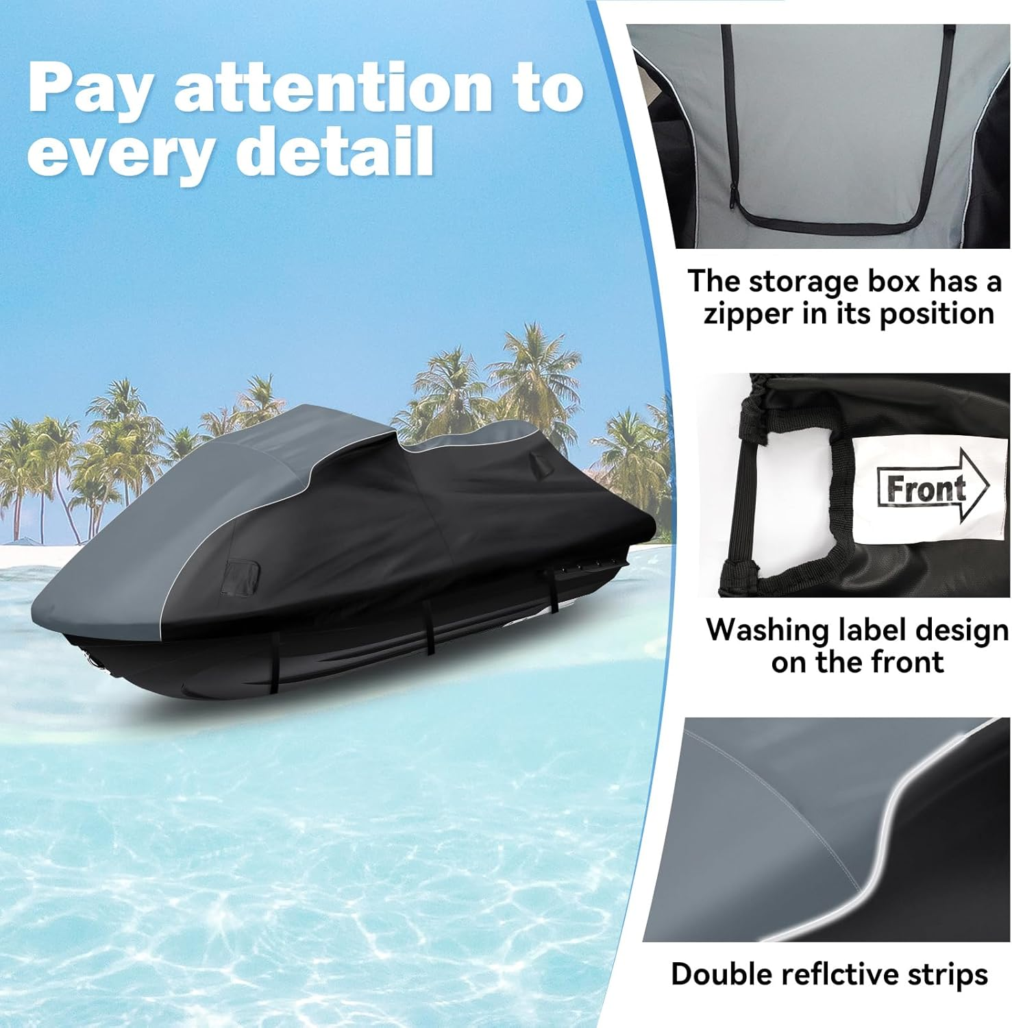 Waterproof Jet Ski Cover for Yamaha 2019-2024 FX SVHO/FX HO Model, 600D Oxford UV Protection Jetski Waverunner Covers with Air Vents image number 1