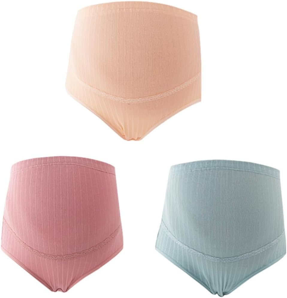 SAFIGLE 3Pcs High Waist Maternity Panties Cotton Comfortable Underwear for Pregnant Women Adjustable Splice Design for Daily Wear Skin Blackish image number 2