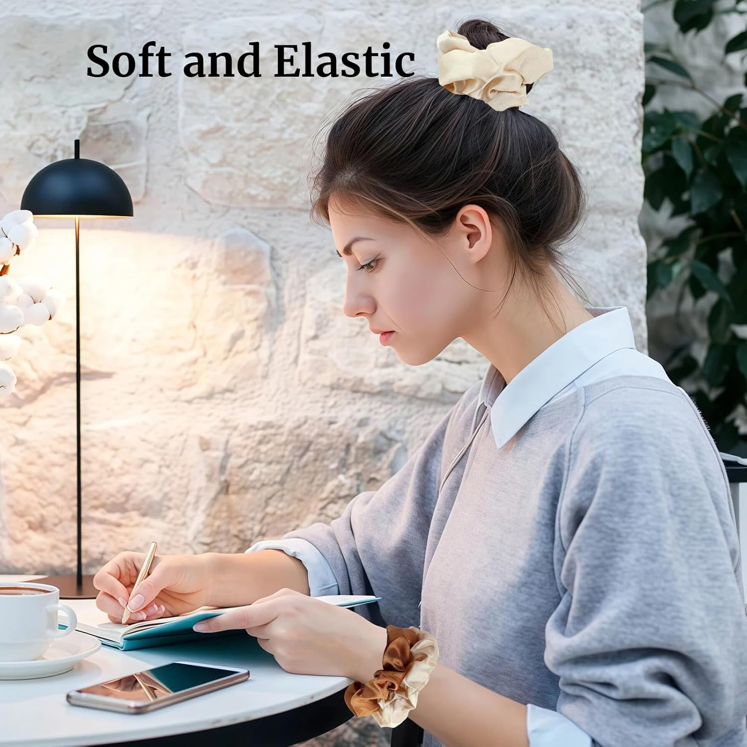 Teccfly 12 Pcs Satin Scrunchies - Big Scrunchy Ponytail Holder,Soft & Elastic for Thick Hair, Elegant Hair Accessories for Women image number 6