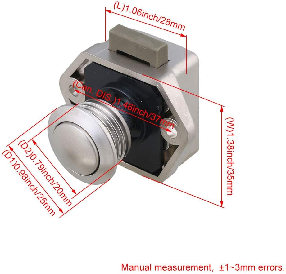 RDEXP Push Button Keyless Locks Latch Cupboard Caravan for RV Drawer Cabinet Door Thickness 15-27Mm Set of 20 image number 6