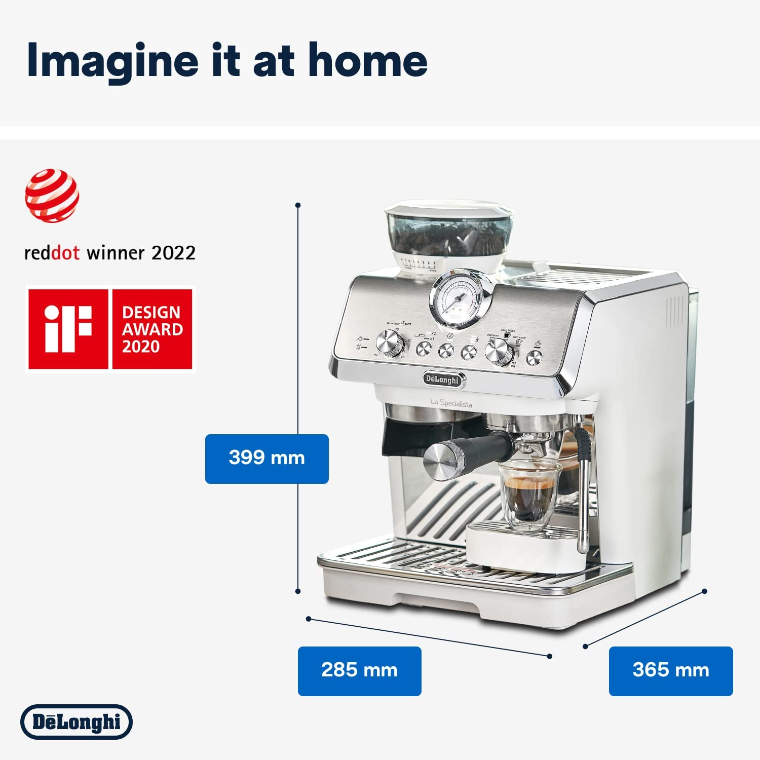 De'Longhi La Specialista Arte EC9155.W, Manual Espresso Coffee Machine, Compact Design, Barista Tools, Manual Milk Texturing, White image number 3