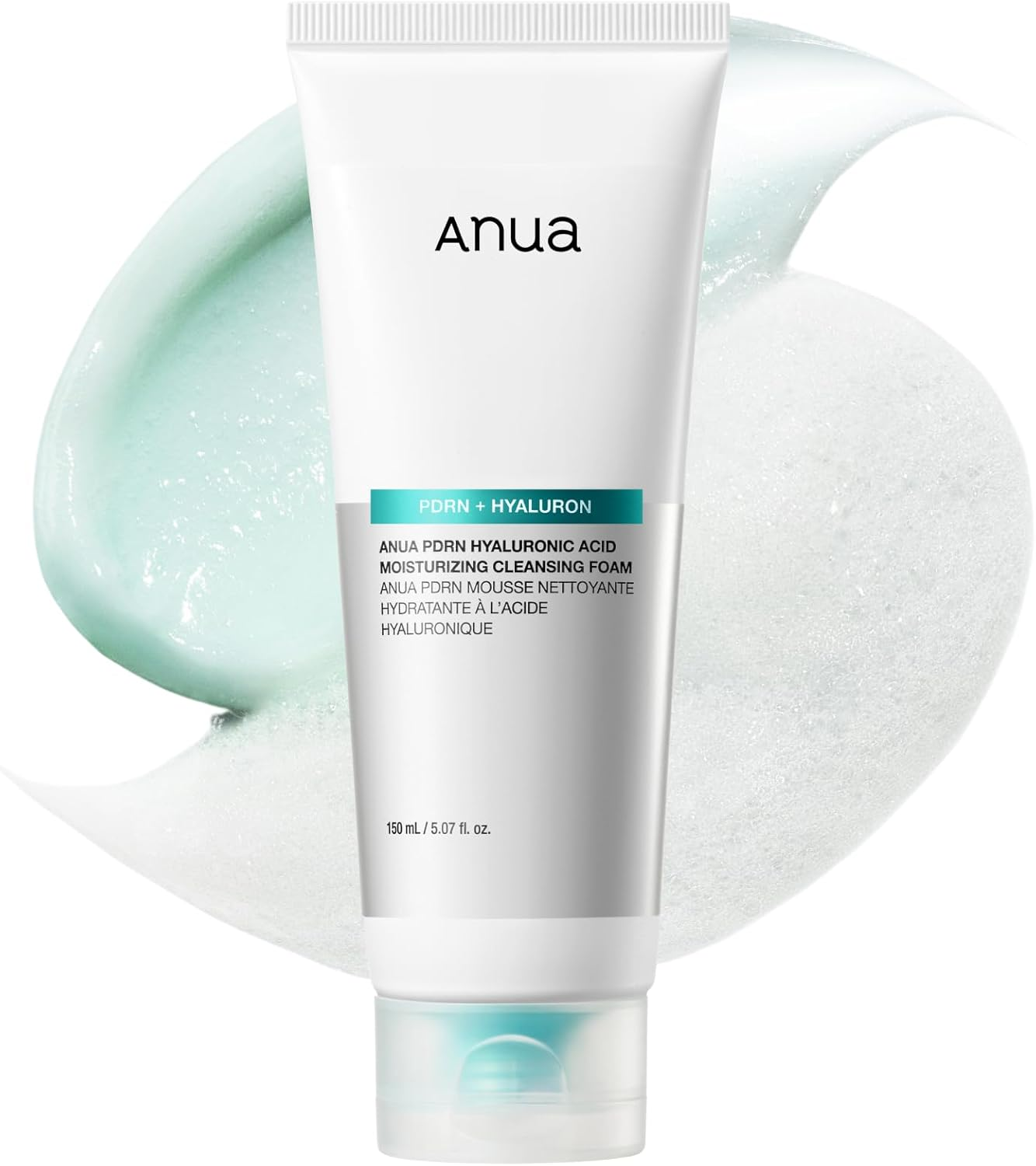 Anua PDRN Hyaluronic Acid Moisturizing Cleansing Foam, Hydrating Facial Cleanser for Dry Skin, Daily Gentle Face Wash with Salmon DNA, Balancing & Pore Care, Korean Skincare (150Ml / 5.07 Fl Oz) image number 5